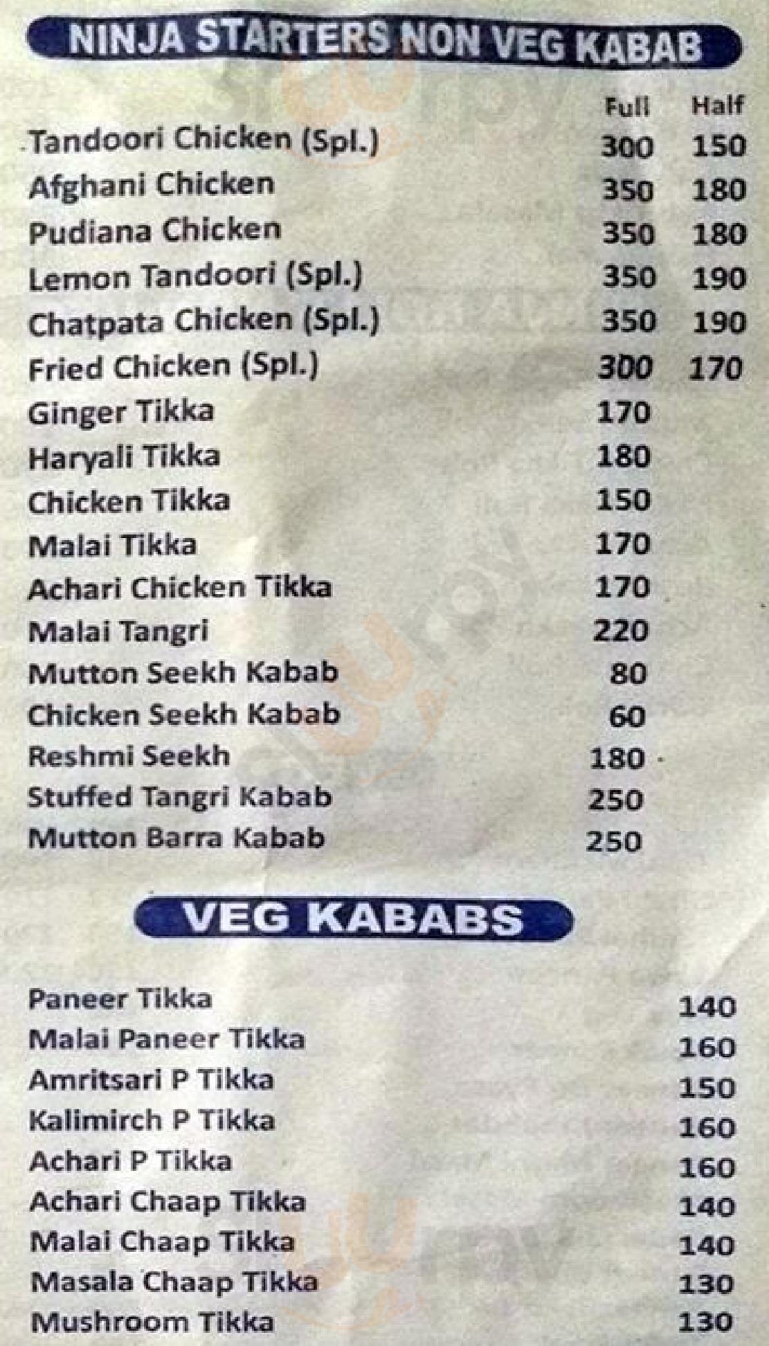 Punjabi Ninja New Delhi Menu - 1