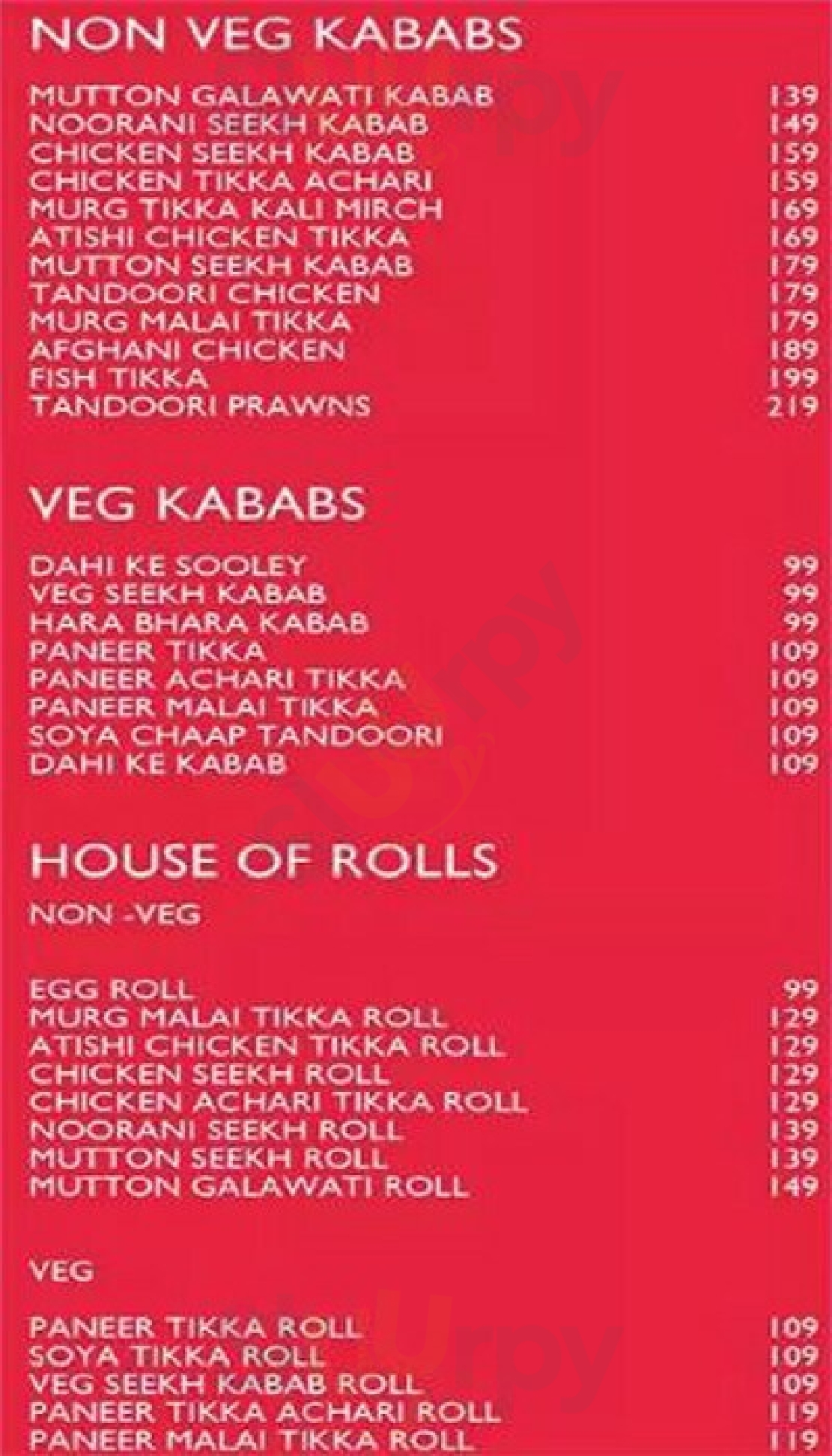 Kabab Roll Cafe New Delhi Menu - 1