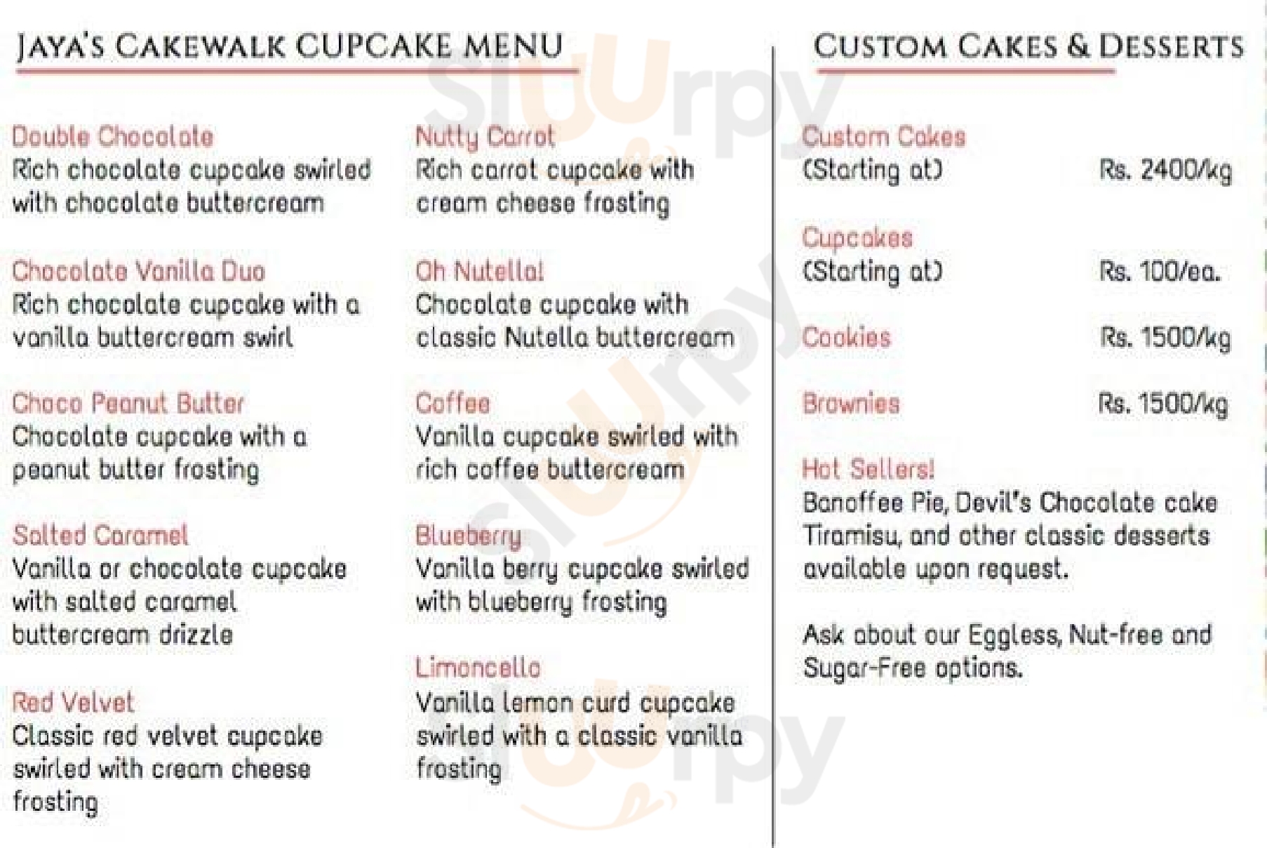 Jaya's Cakewalk New Delhi Menu - 1