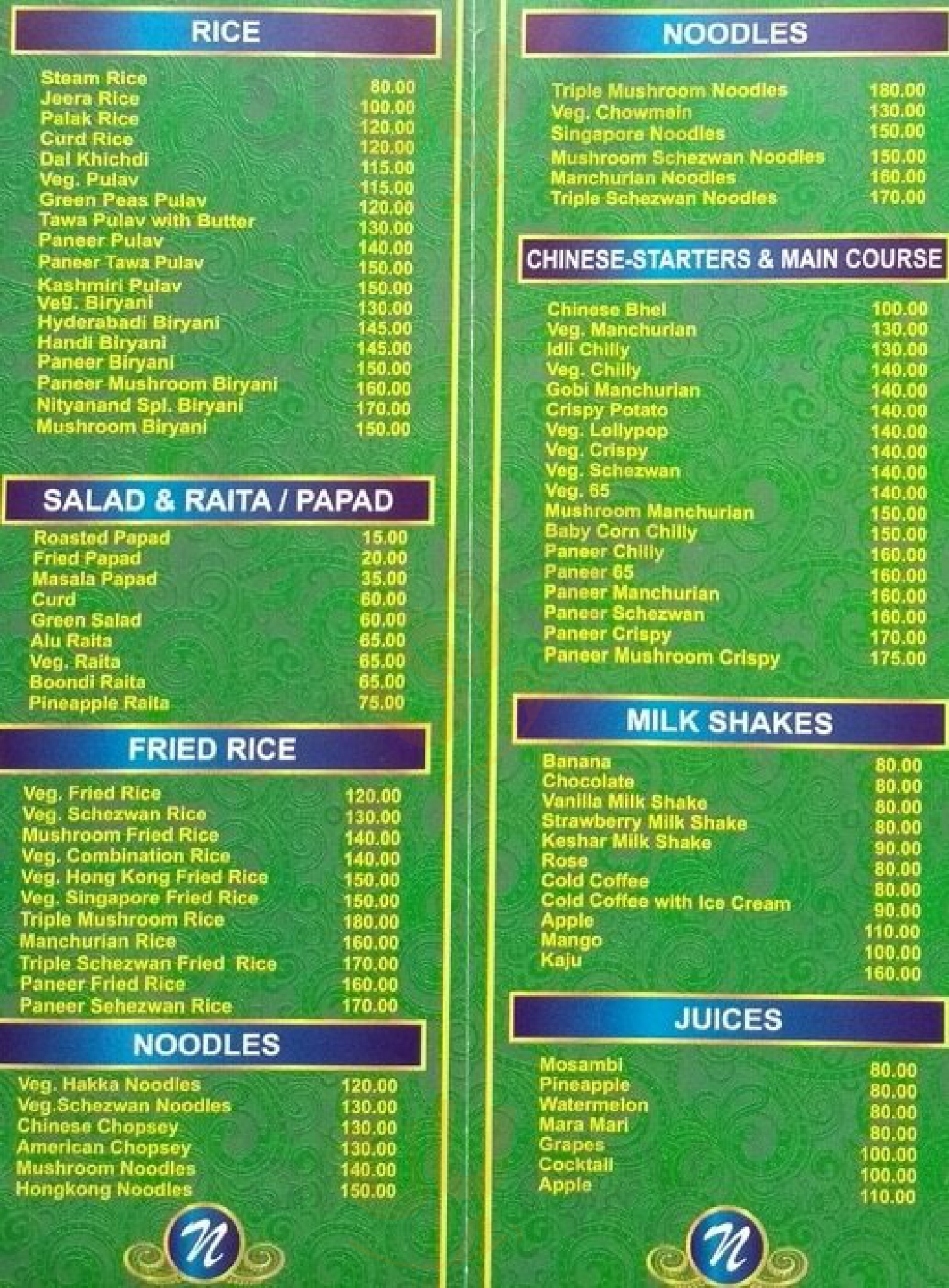 Nityanand Mumbai Menu - 1