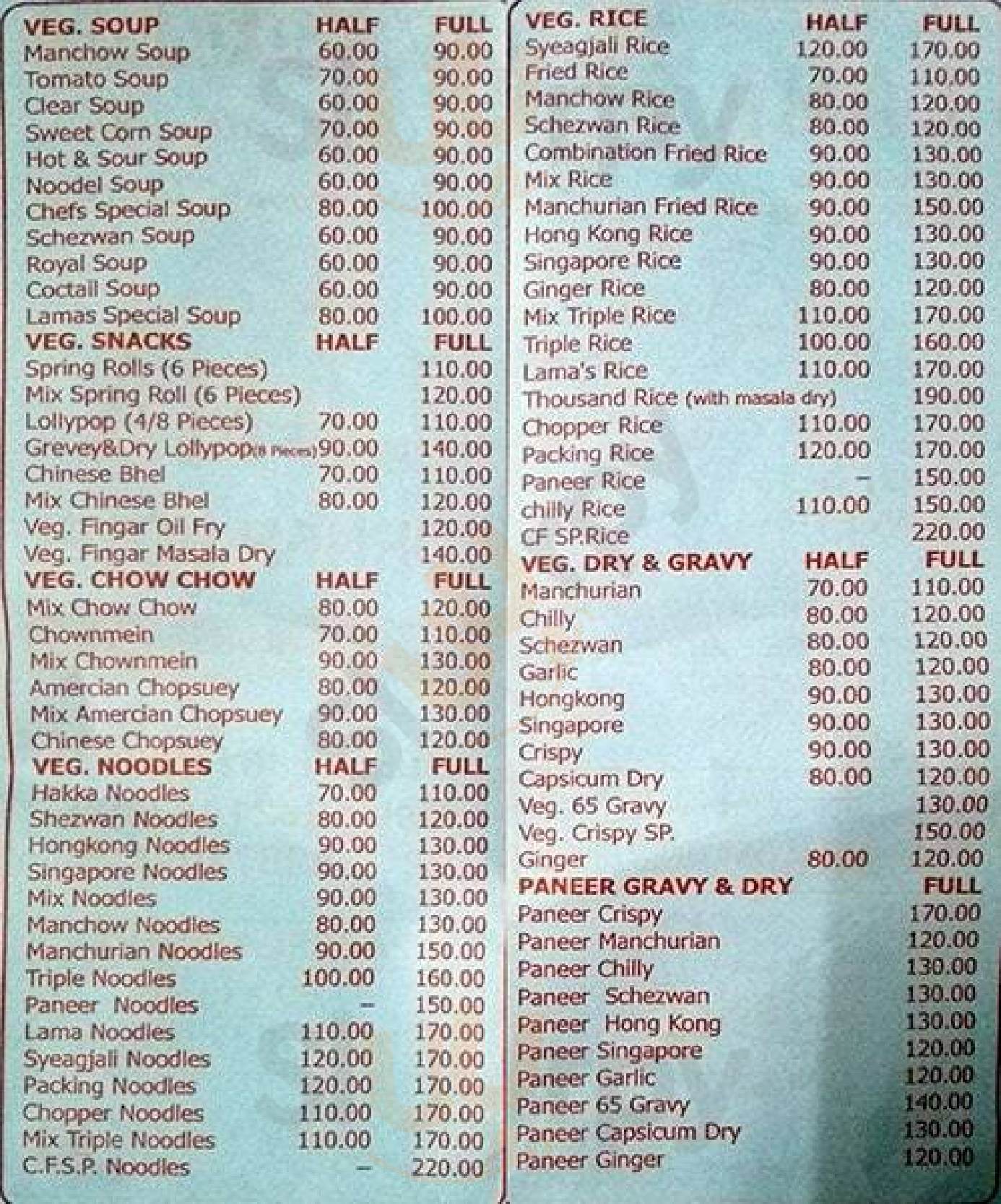 Lama's Corner Mumbai Menu - 1