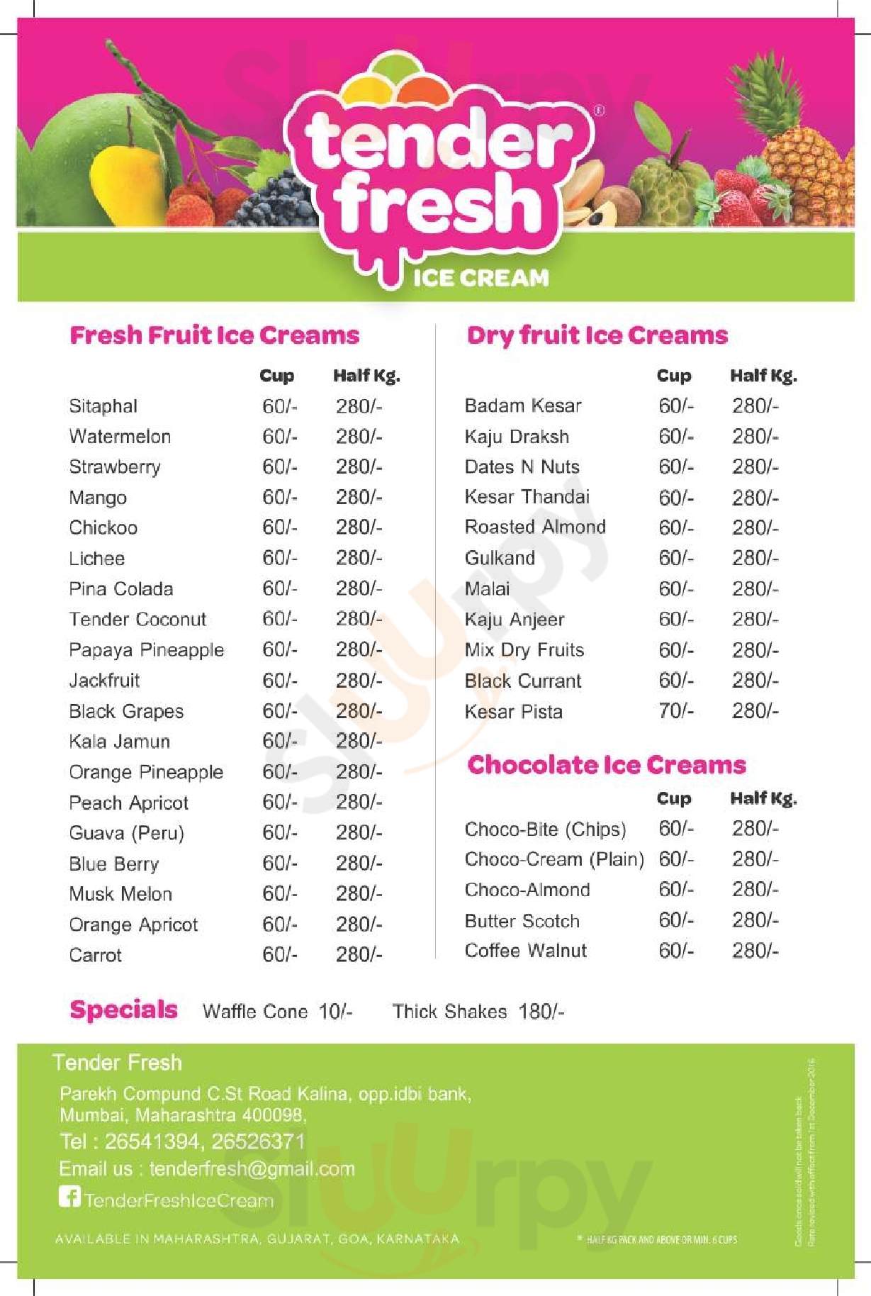 Tender Fresh Ice Creams Mumbai Menu - 1