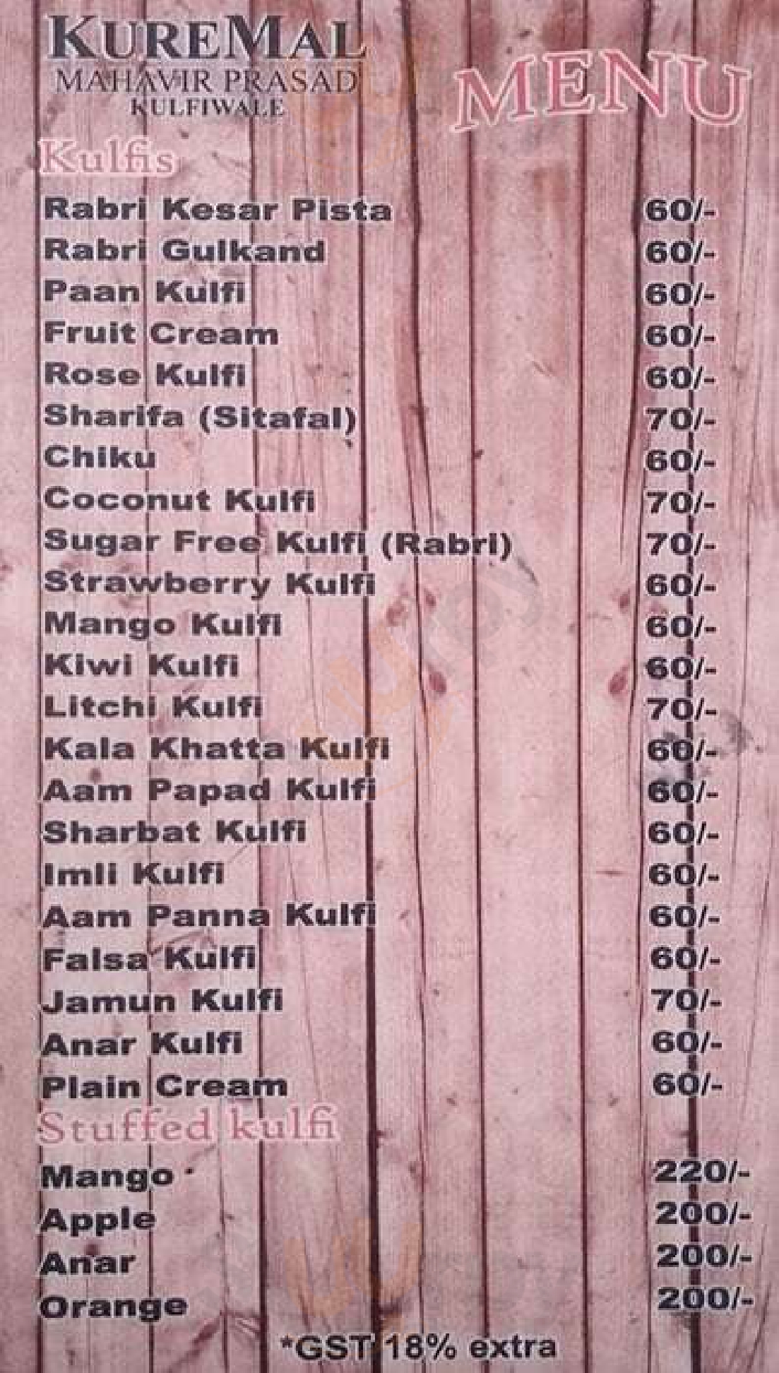 The Kulfi Zone New Delhi Menu - 1