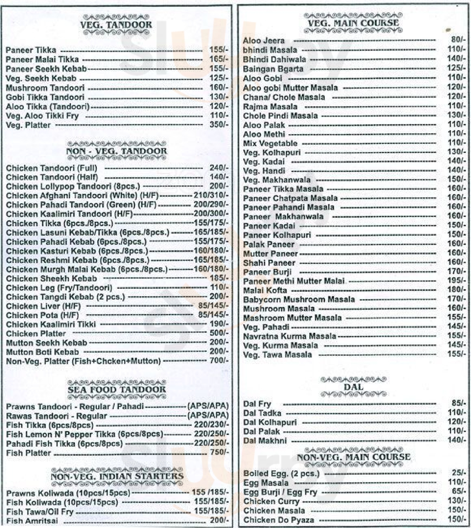 Shera Da Dhaba Mumbai Menu - 1