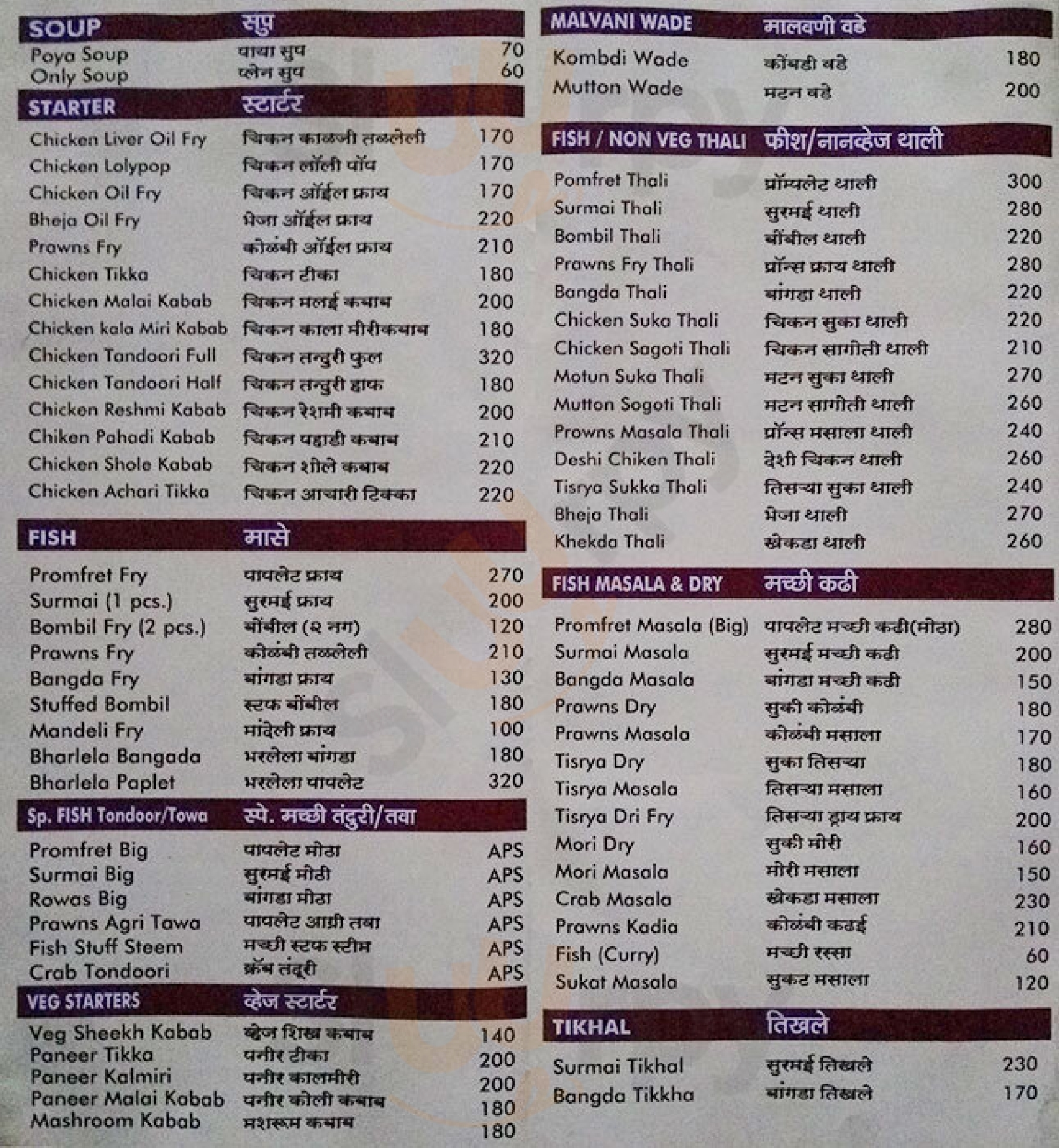 Malvani Katta Mumbai Menu - 1