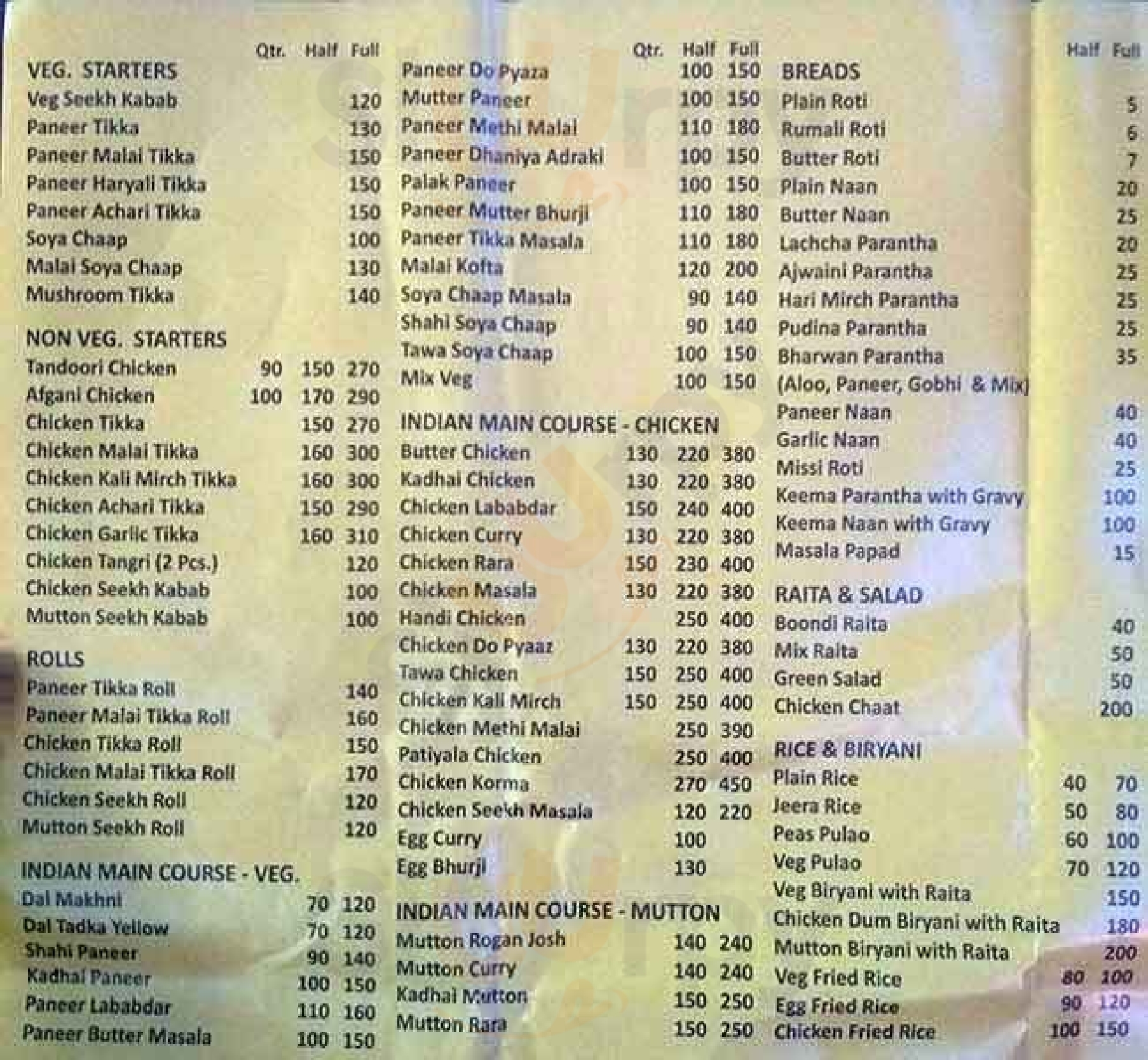 Tandoori Hut New Delhi Menu - 1