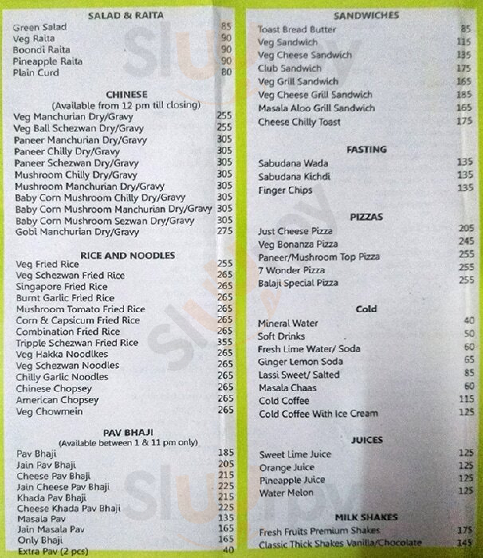 Balaji Pure Veg Mumbai Menu - 1