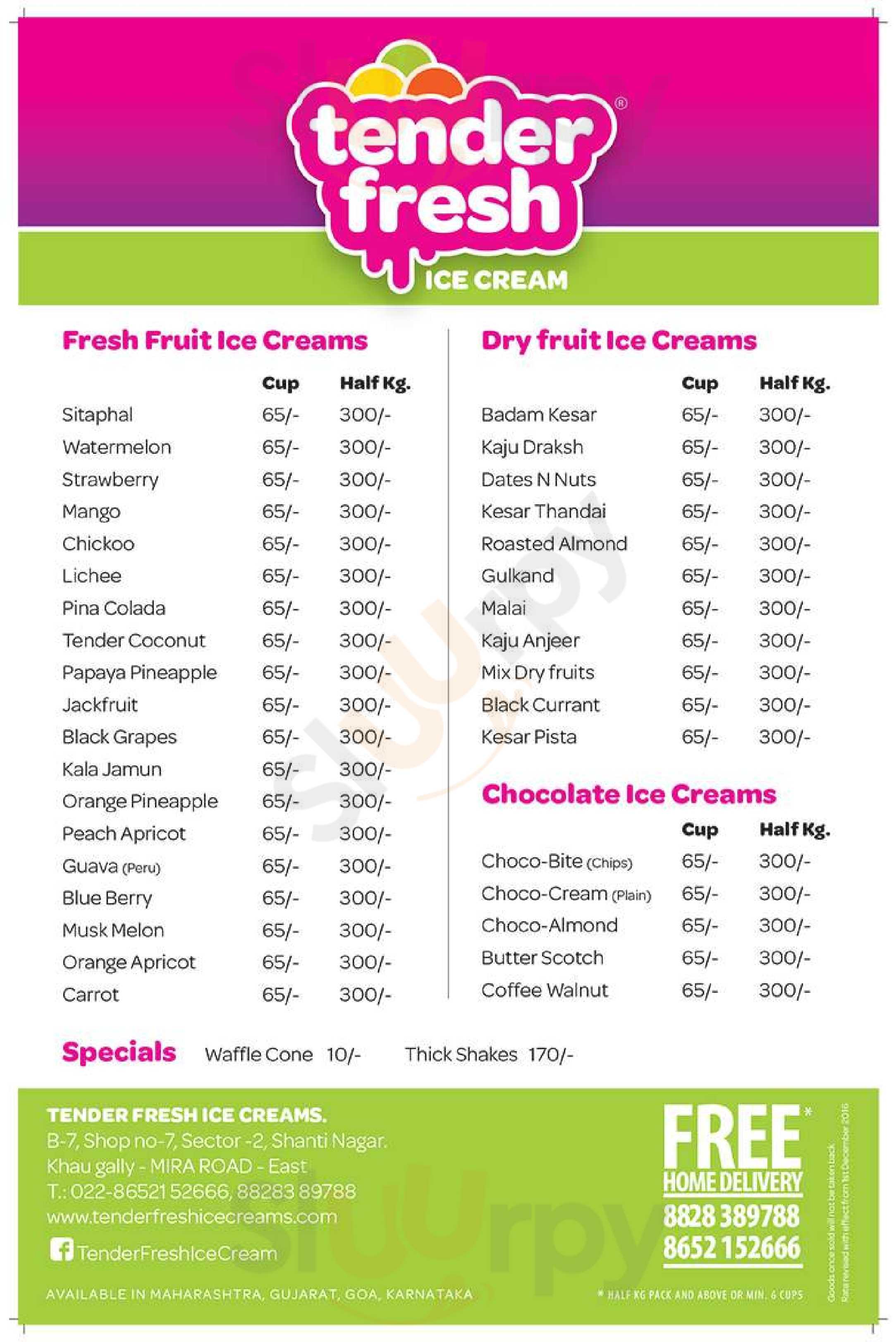 Tender Fresh Ice Creams Mumbai Menu - 1