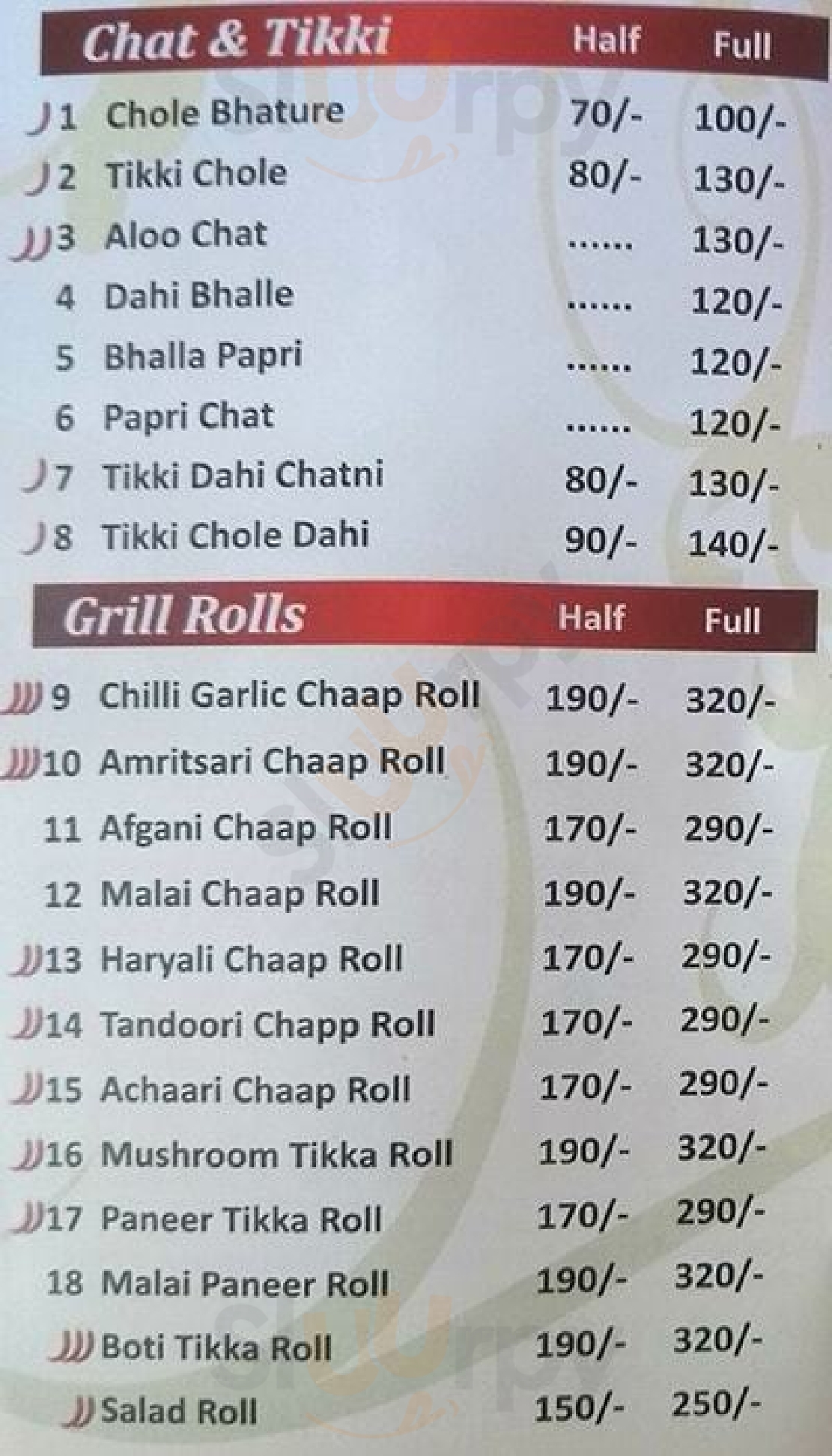 Gupta Chat Corner New Delhi Menu - 1