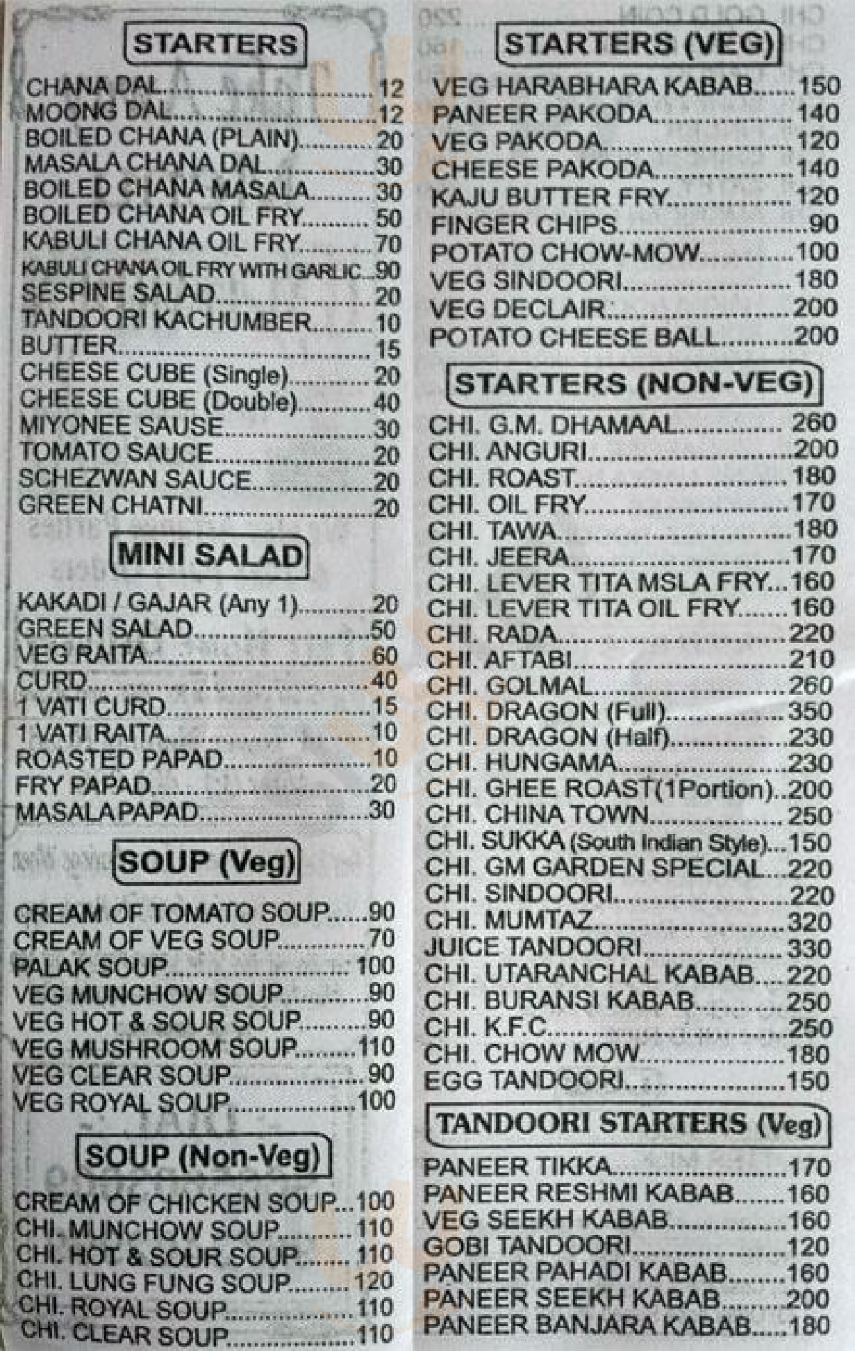 Gm Garden Mumbai Menu - 1