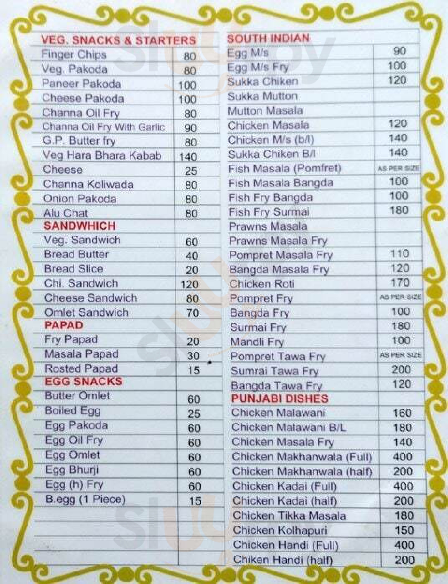 Ashirwad Bar & Restaurant Mumbai Menu - 1