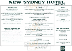 New Sydney Hotel Restaurant menu