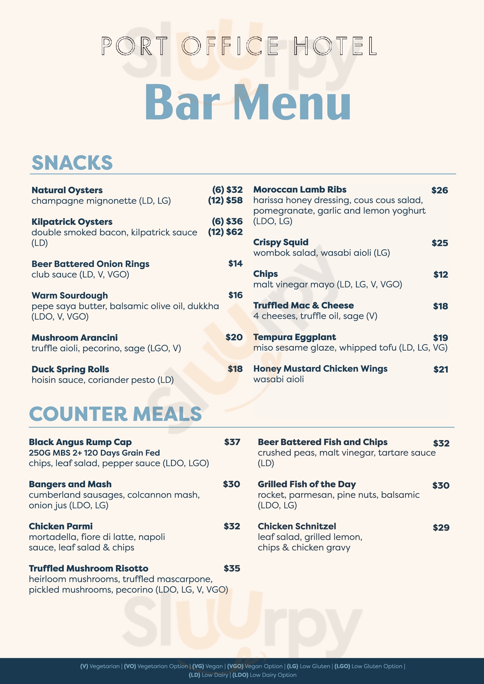 Main Menu - Port Office Dining Room