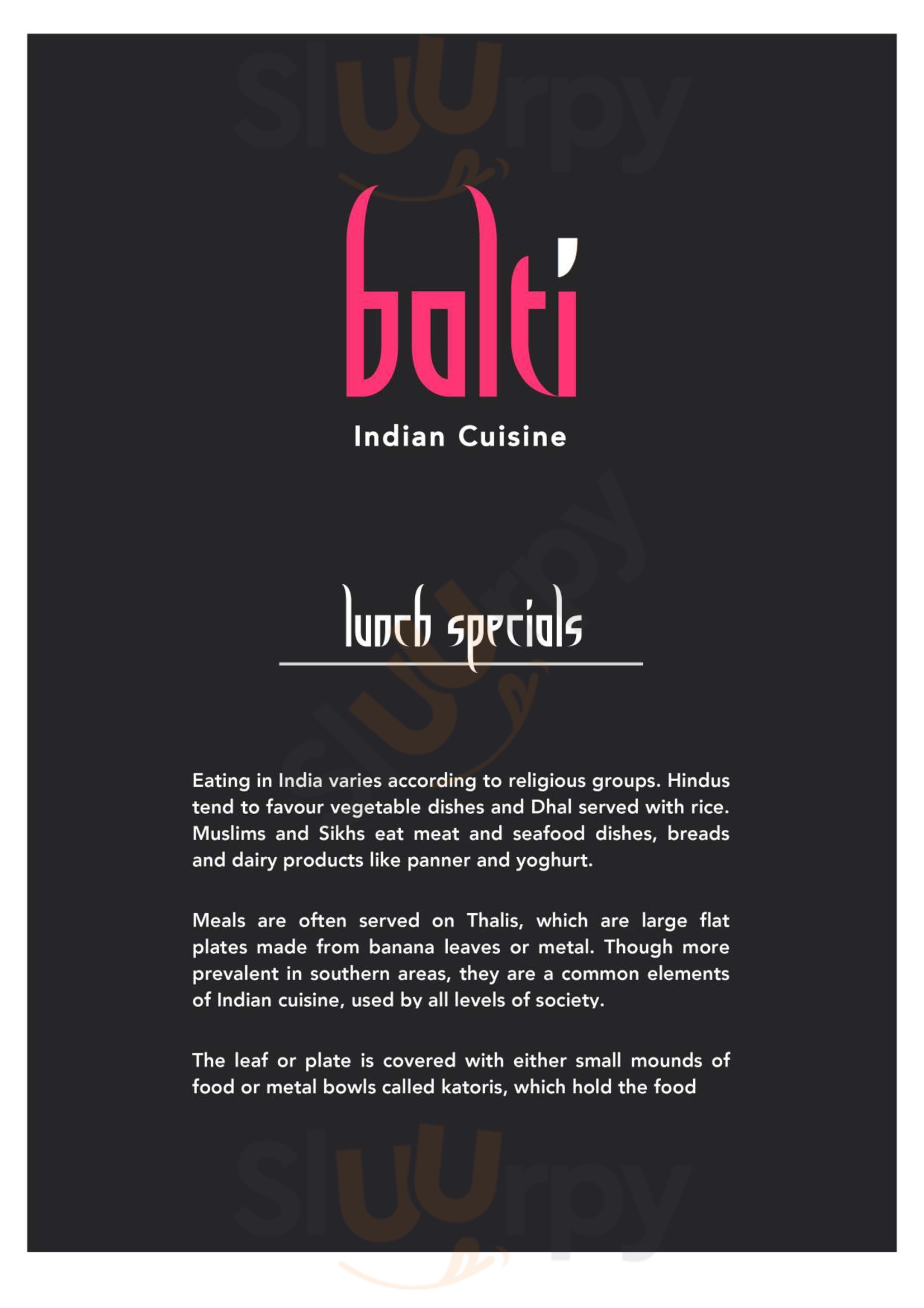 Balti Perth Menu - 1