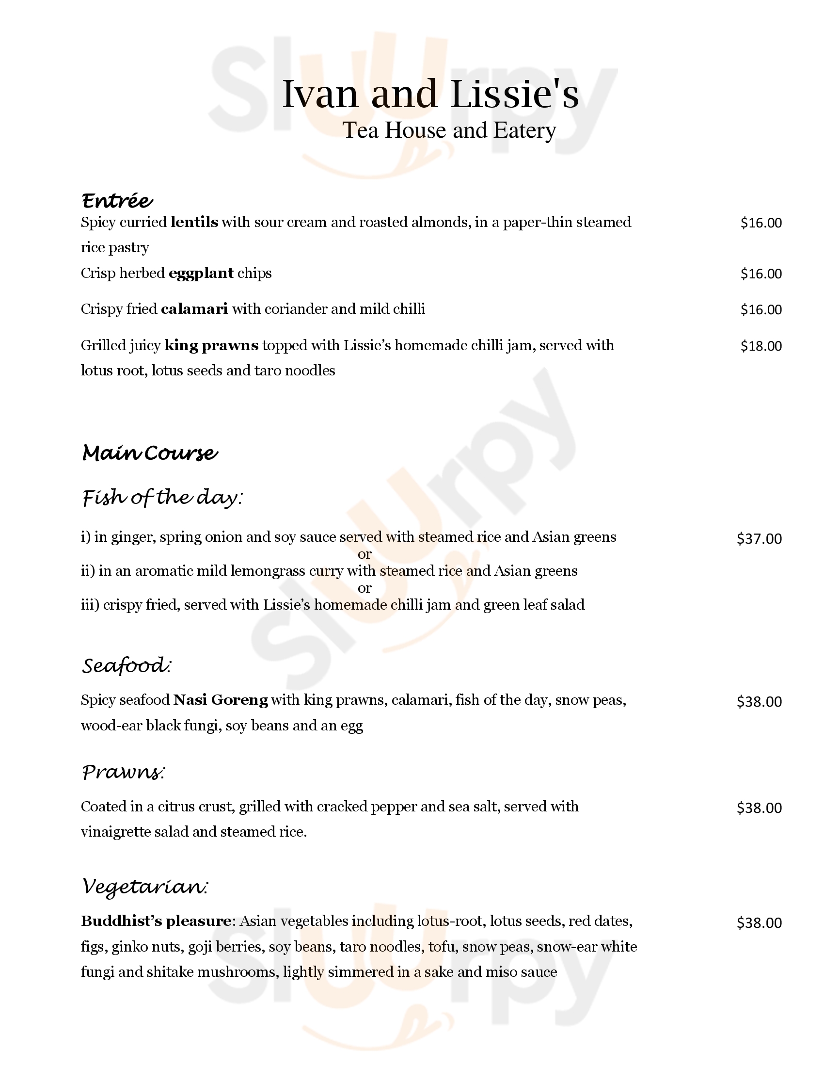 Ivan & Lizzie's Tea House & Eatery North Sydney Menu - 1