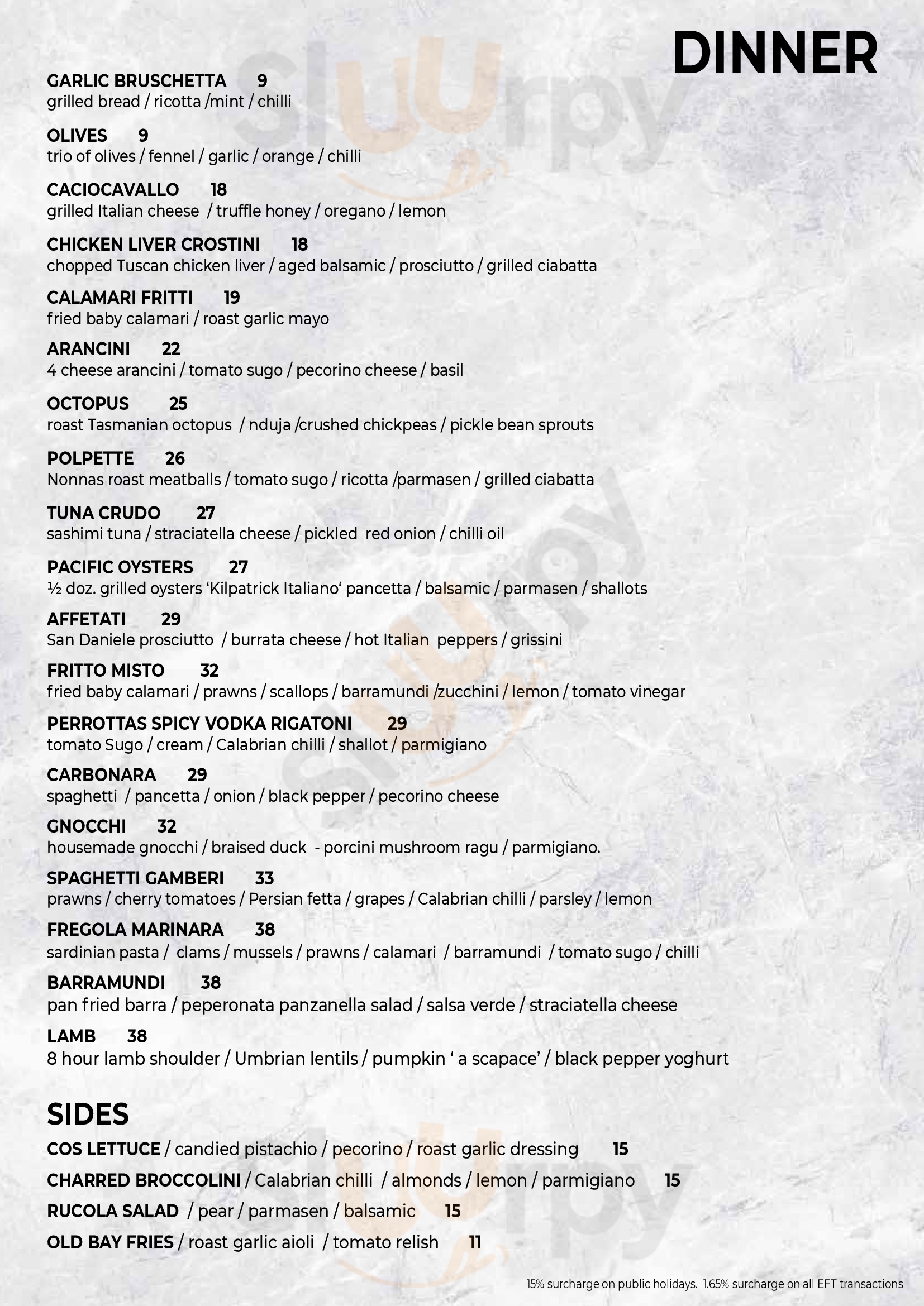 Perrotta's At The Gallery Cairns Menu - 1