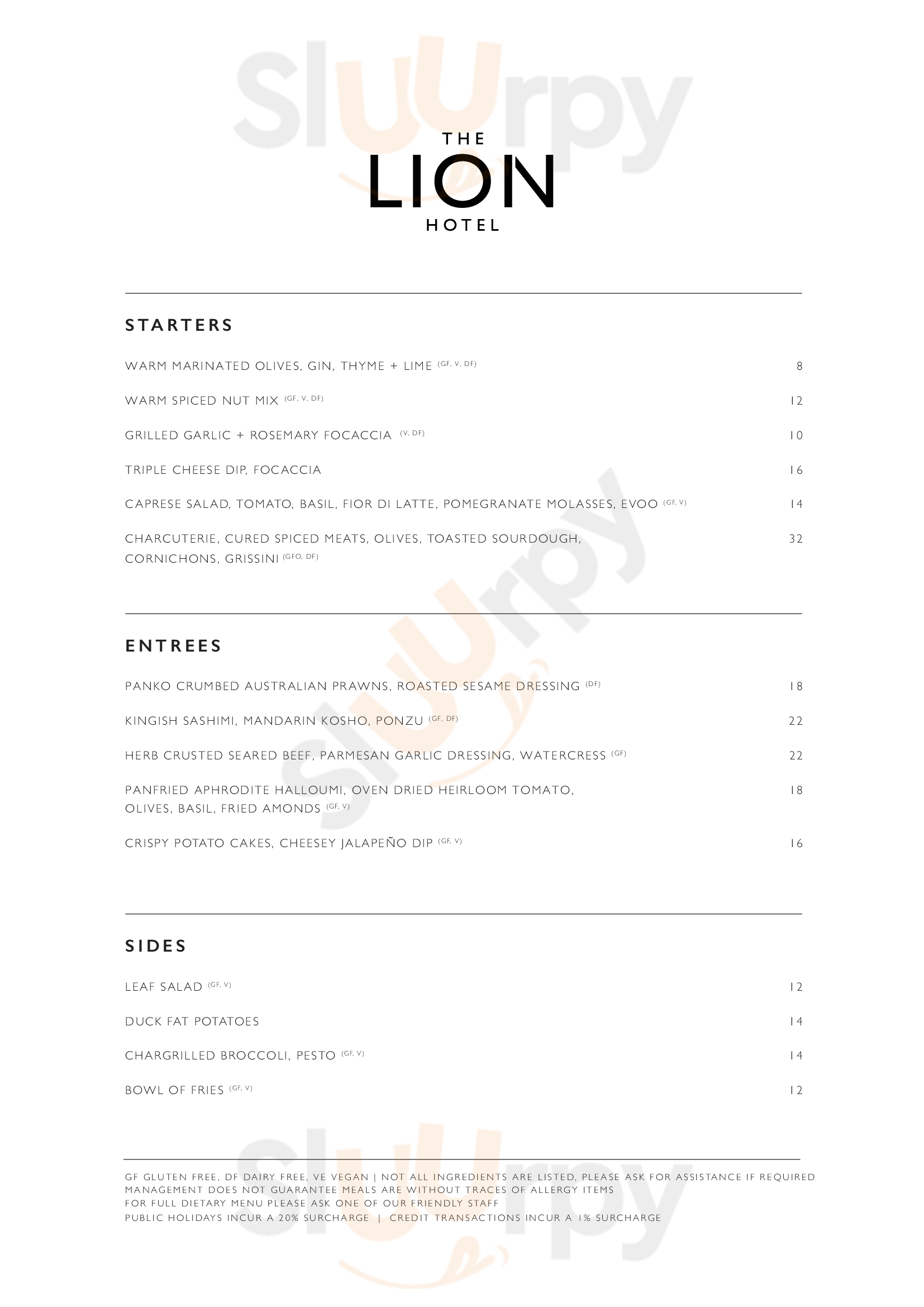 Main Menu - The Lion Hotel
