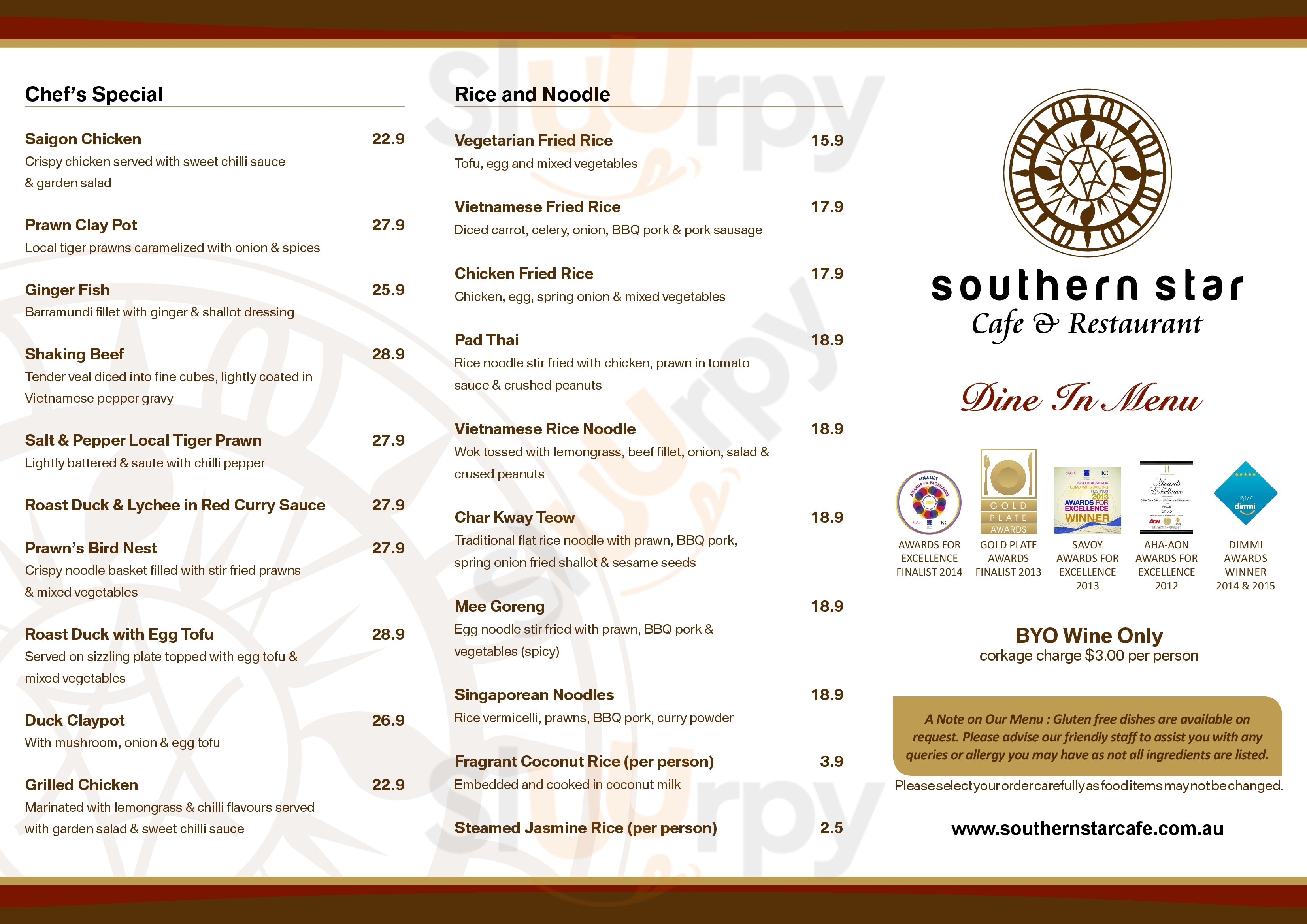 Southern Star Cafe & Restaurant Perth Menu - 1