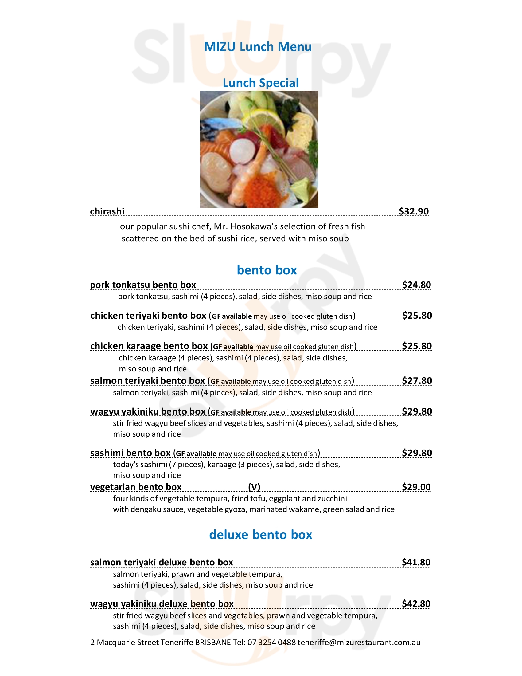 Mizu Japanese Restaurant Brisbane Menu - 1