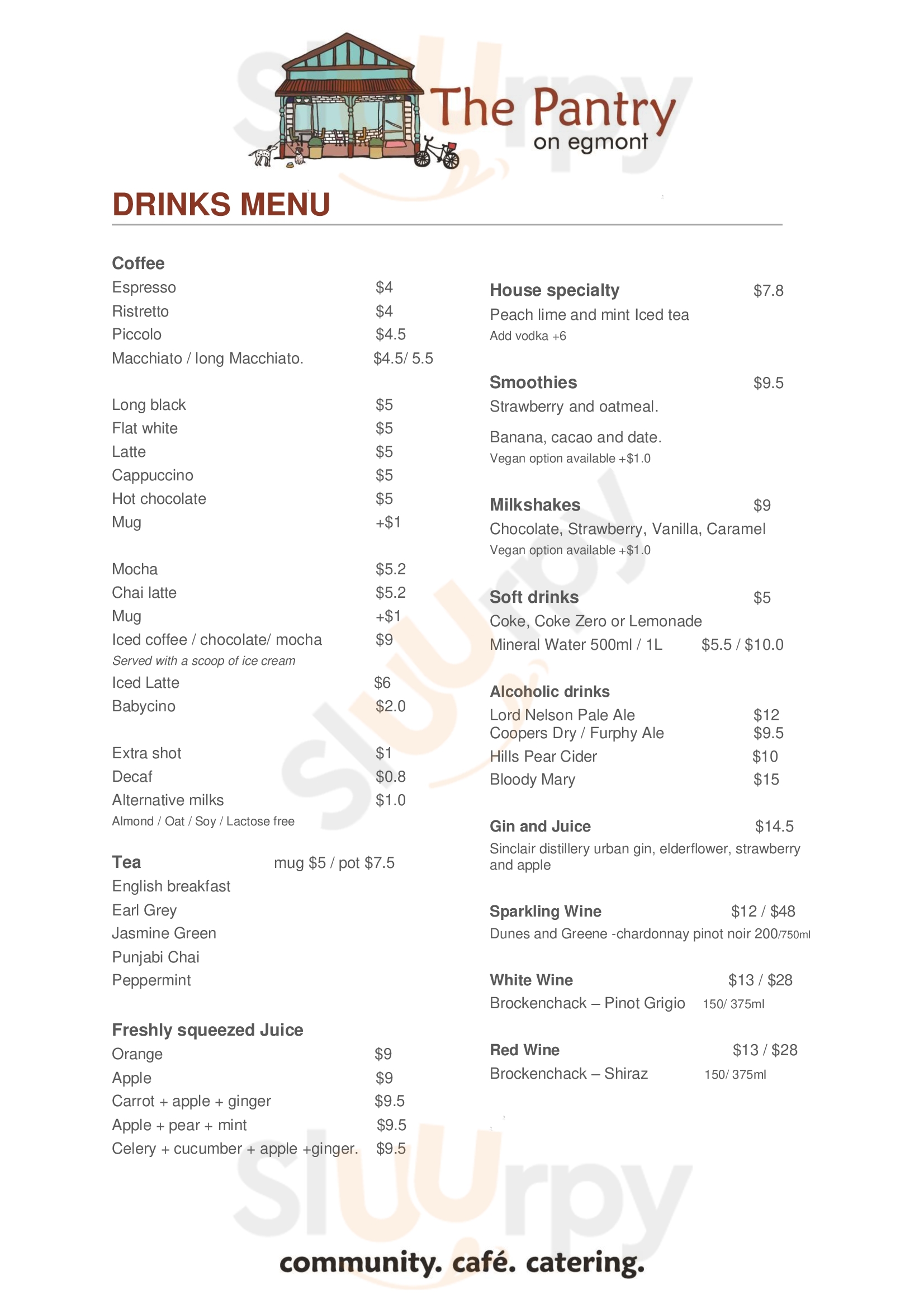 Main Menu - The Pantry On Egmont