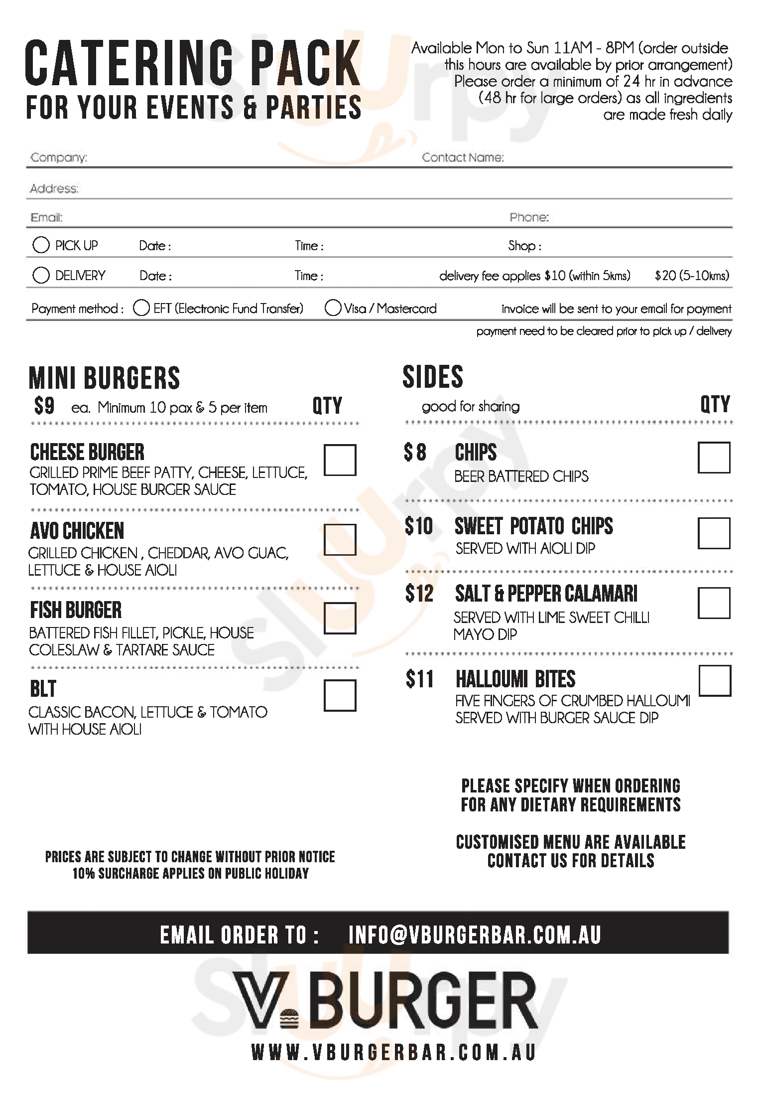 Main Menu - V Burger Bar