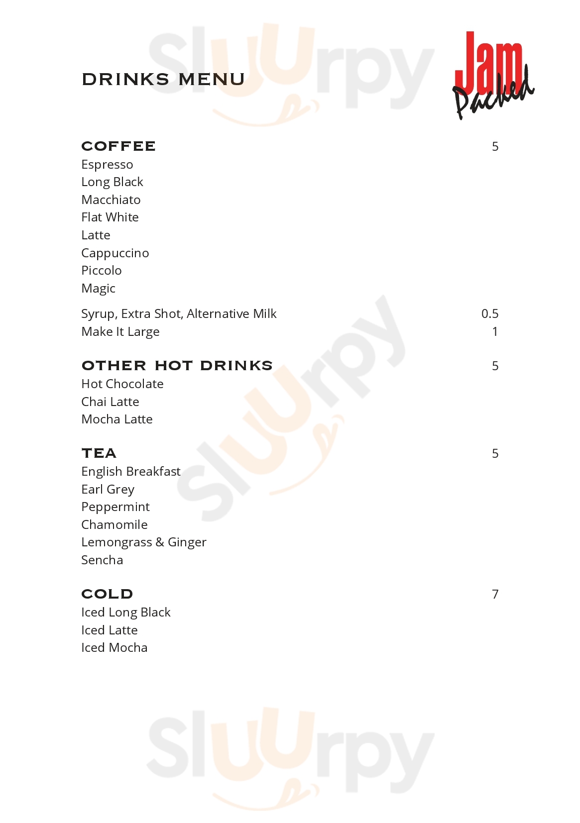 Jam Packed Cafe Hobart Menu - 1