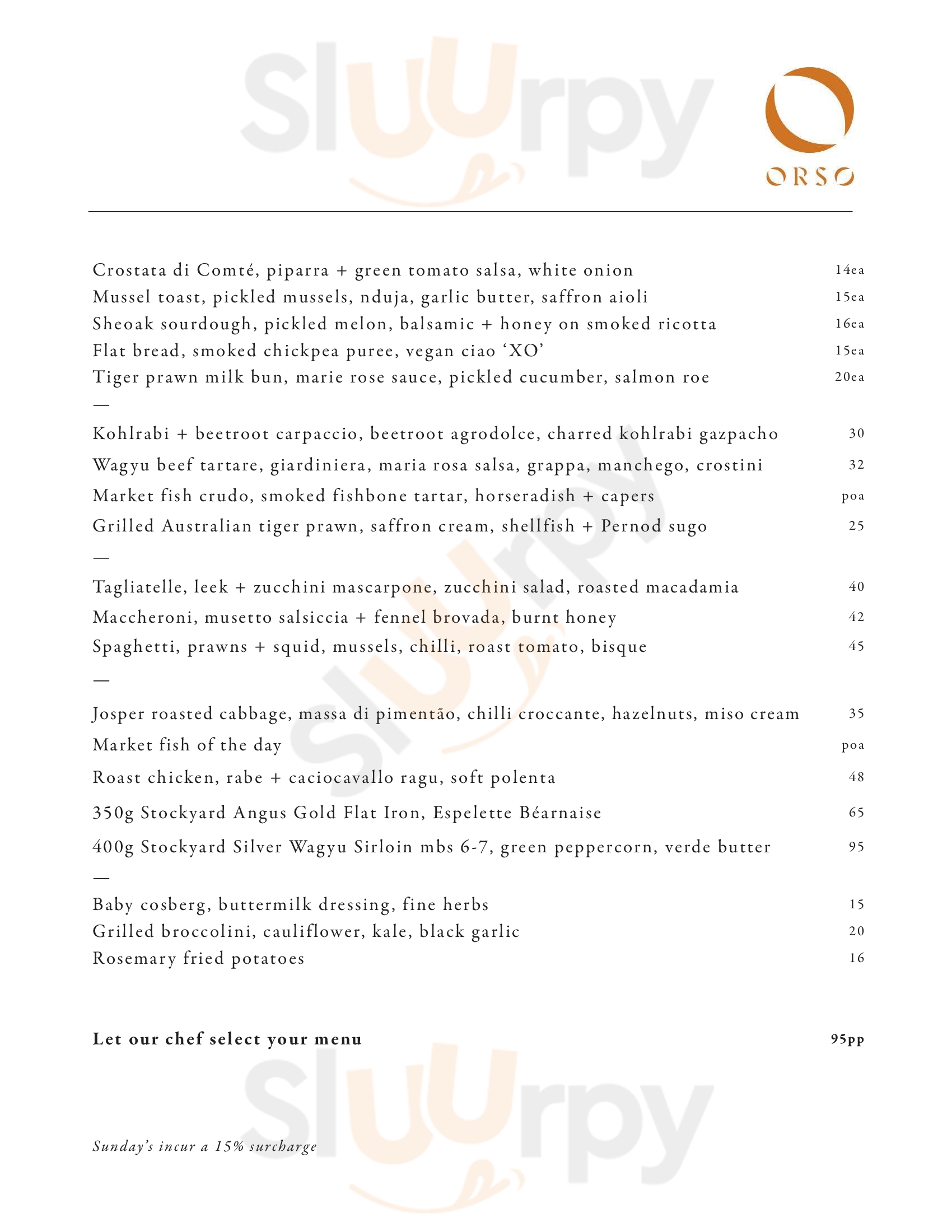 Orso Adelaide Menu - 1