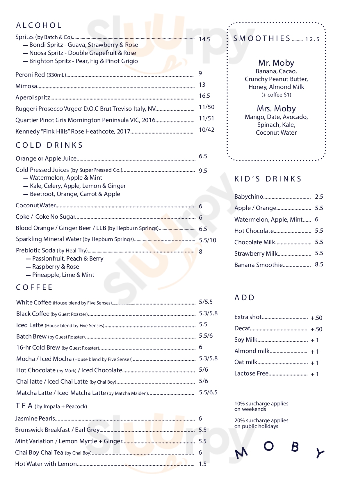 Moby Armadale Menu - 1