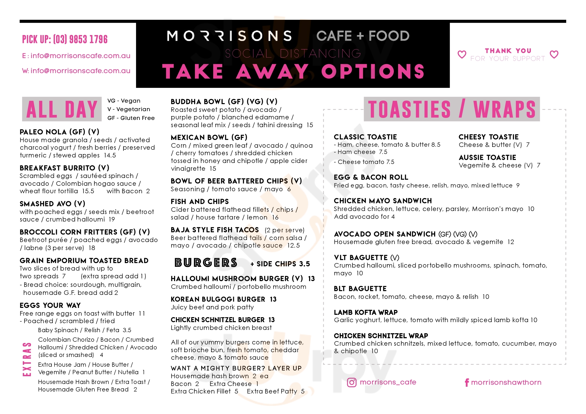Morrisons Cafe Hawthorn Menu - 1