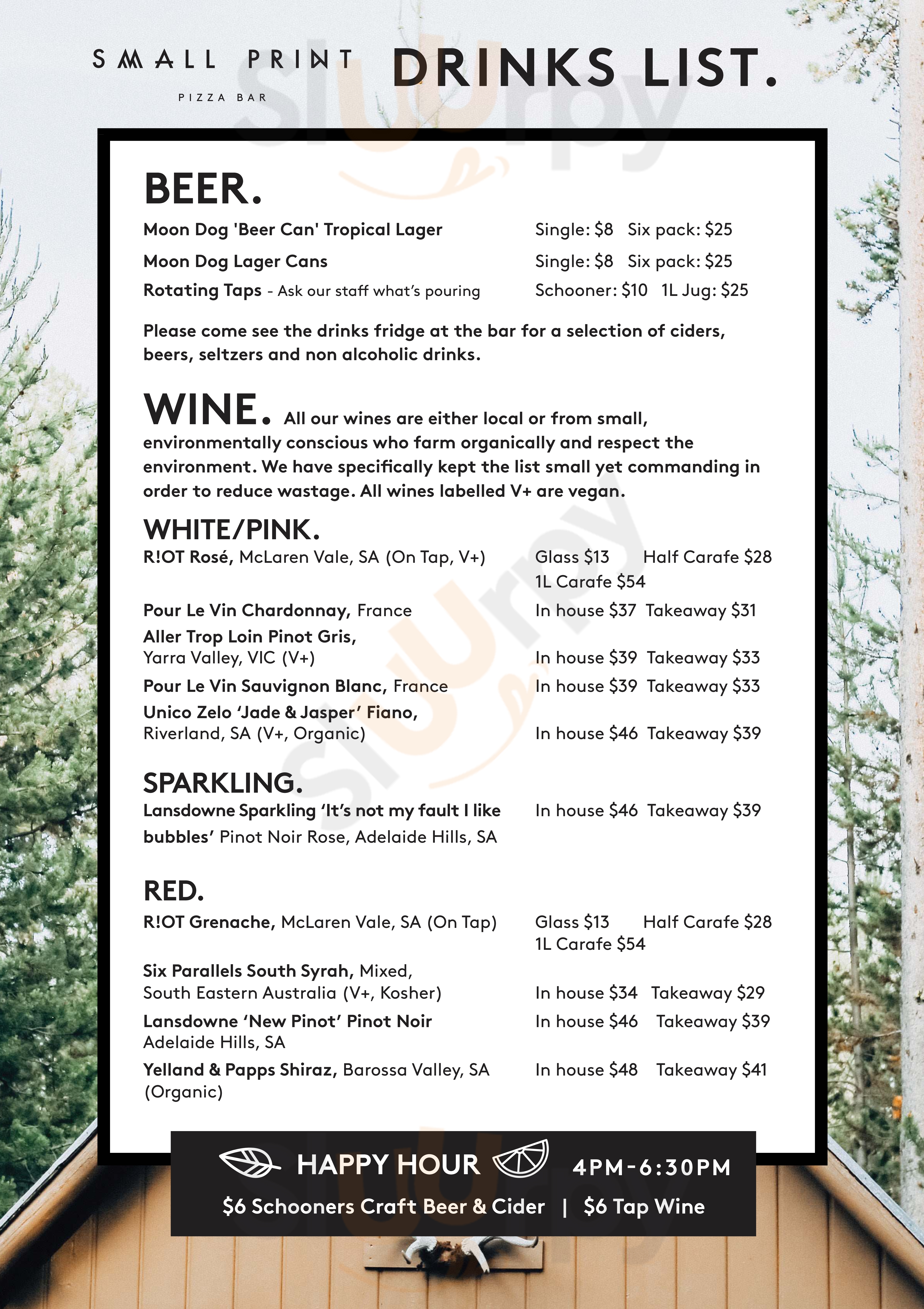 Main Menu - Small Print Pizza Bar