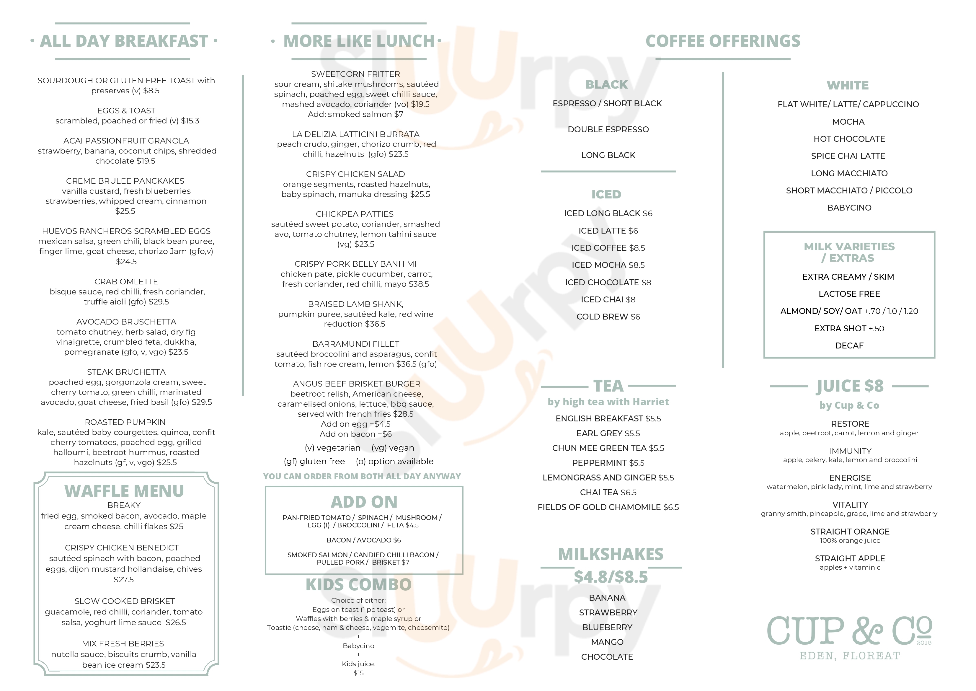 Cup And Co Perth Menu - 1