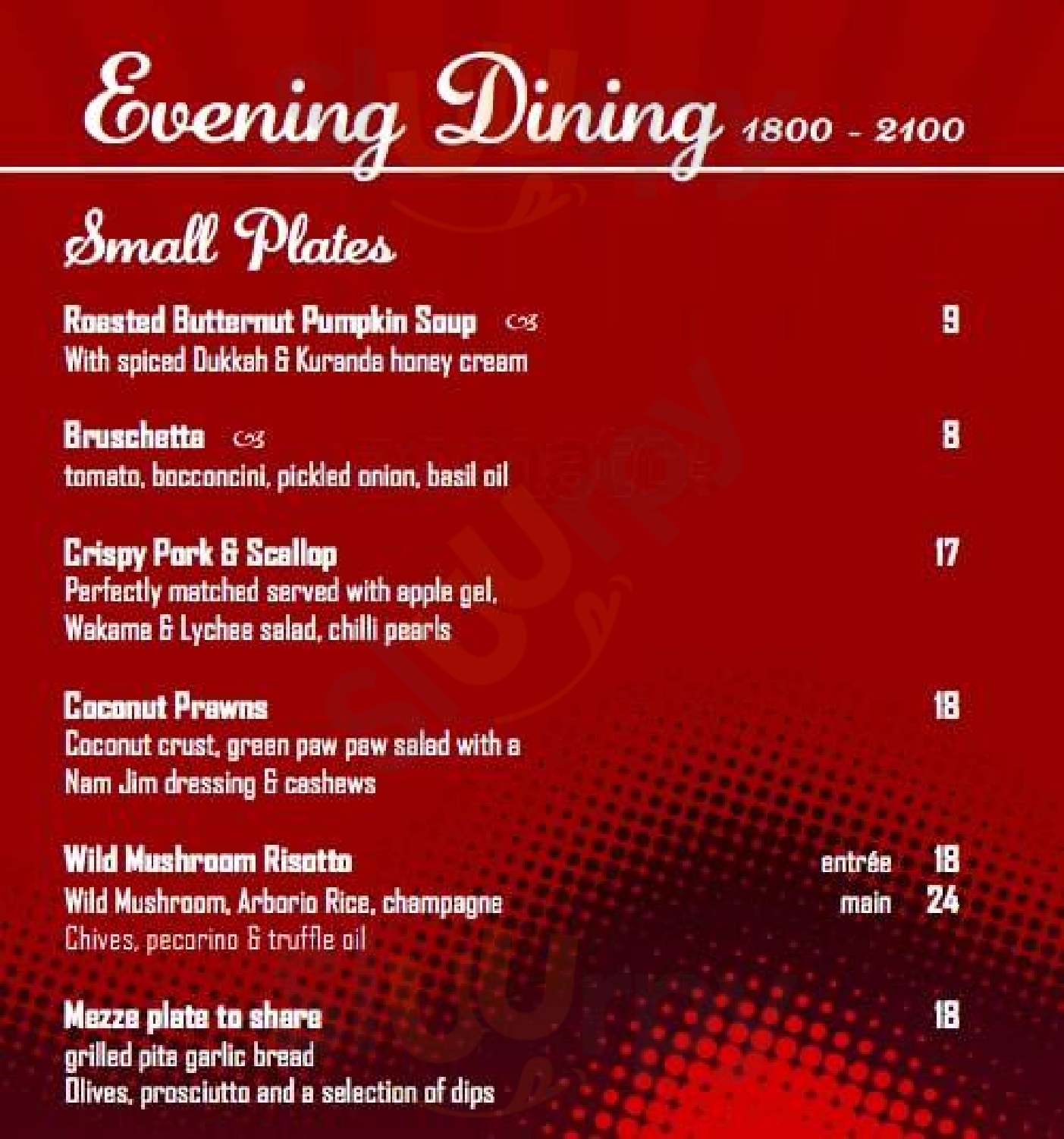 Coral Hedge Brassiere Restaurant And Bar Cairns Menu - 1