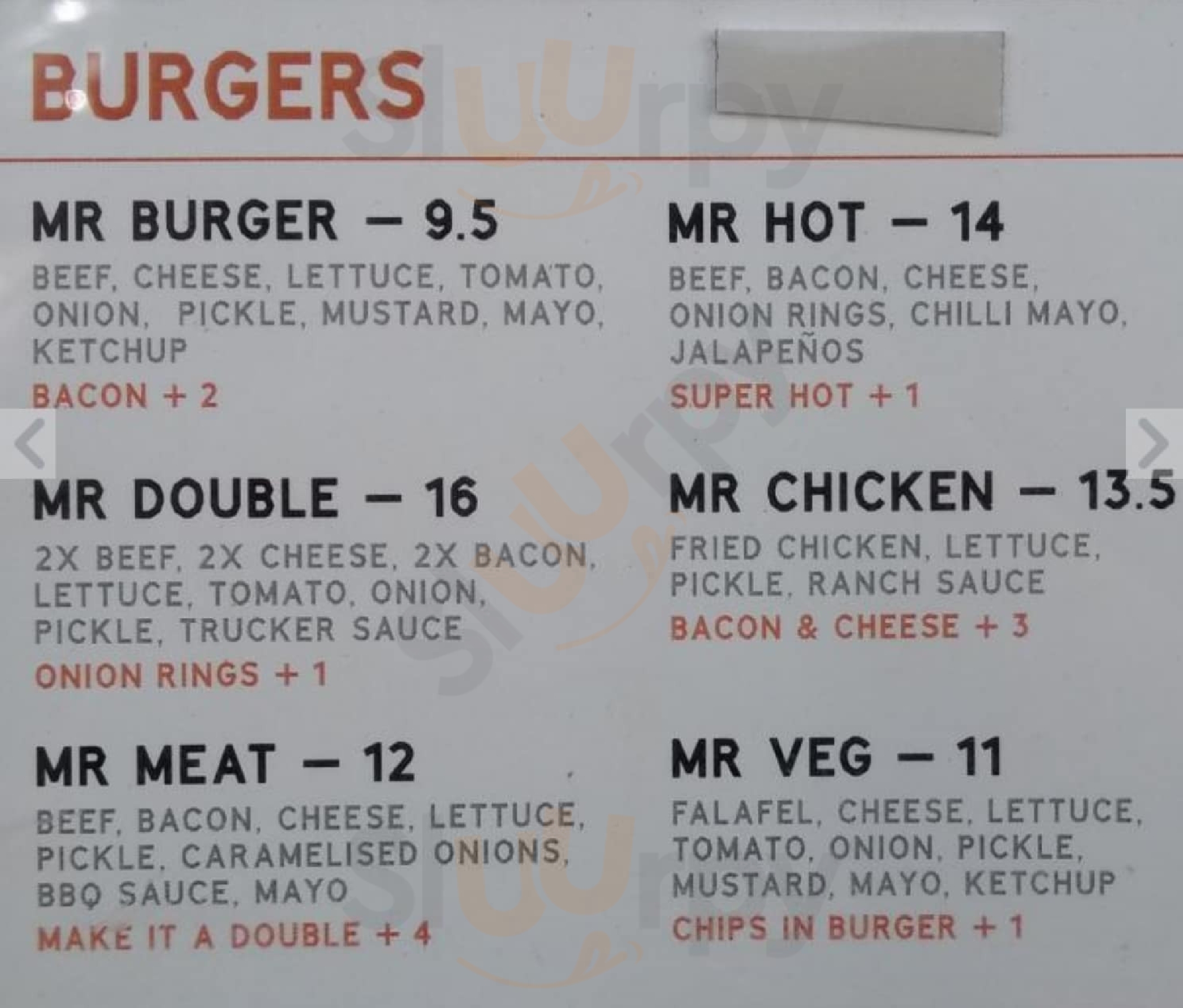 Mr Burger Food Truck Hobart Menu - 1