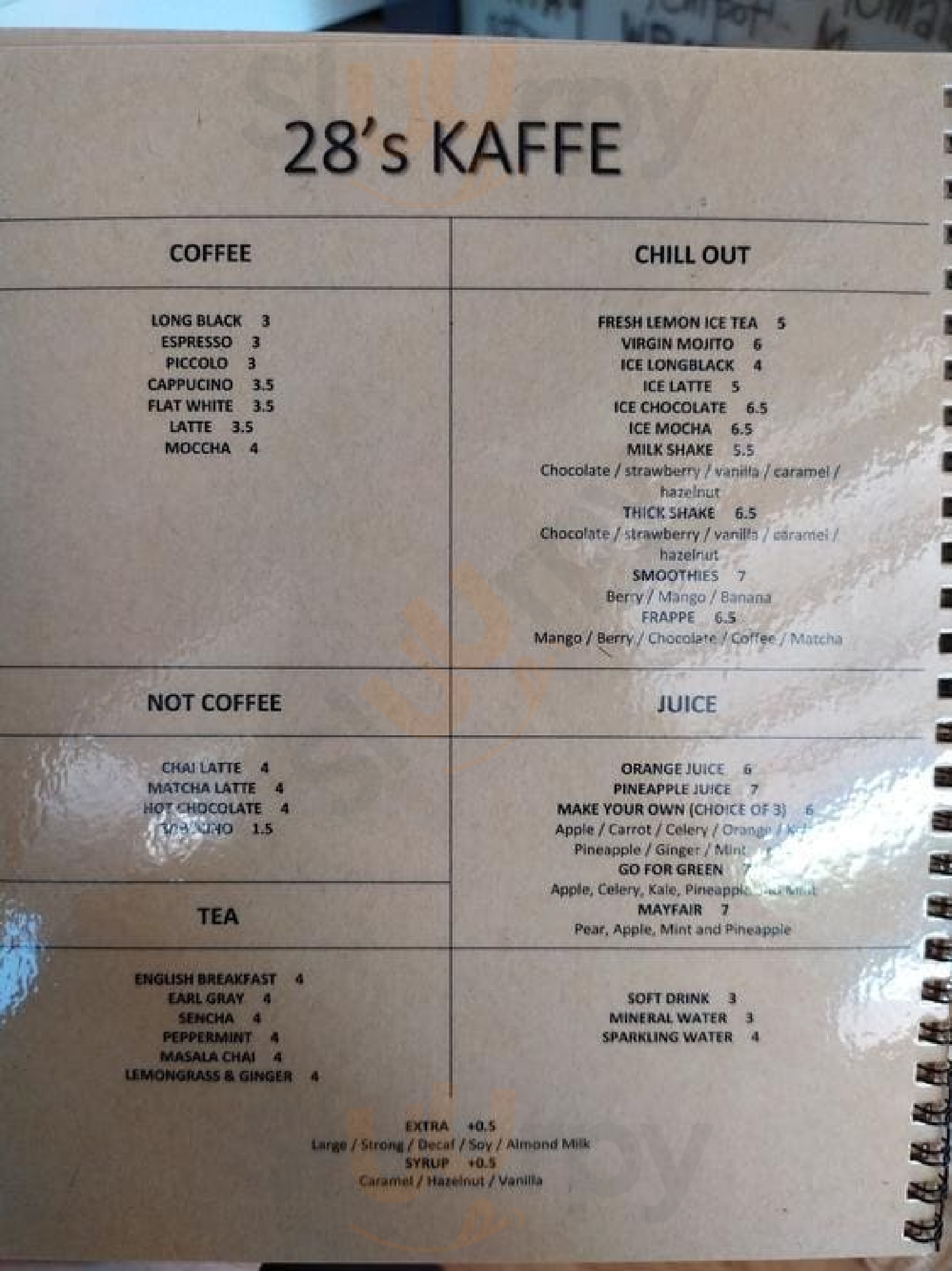 28's Kaffe North Sydney Menu - 1