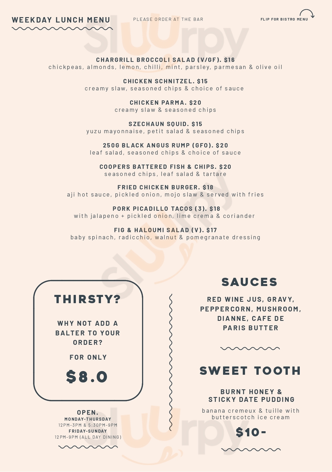 Bennett Hotel Newcastle Menu - 1