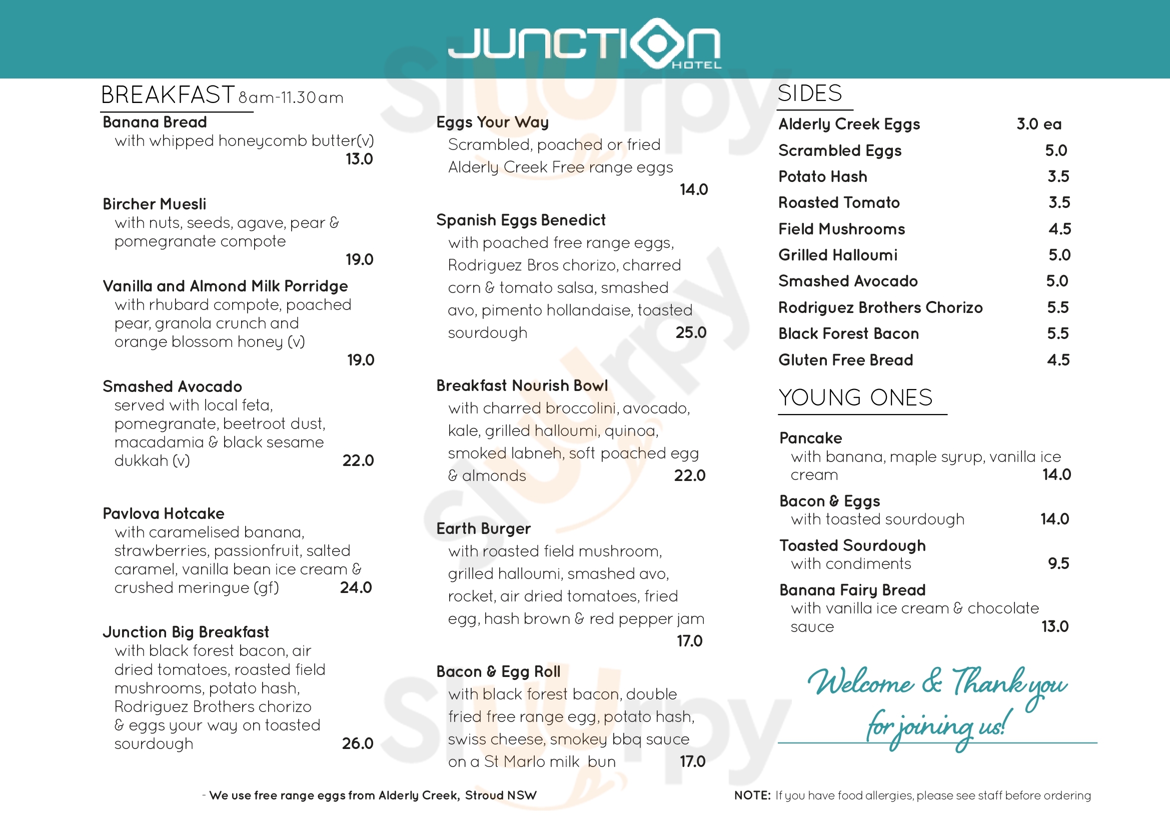 The Junction Cafe Newcastle Menu - 1