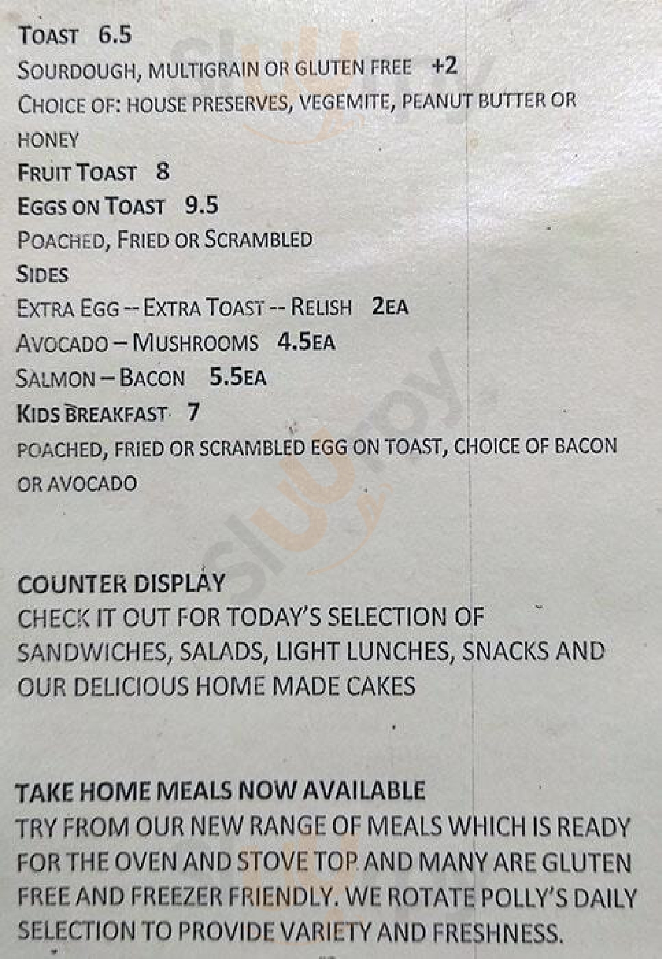 Polly By Town And Country Balwyn Menu - 1