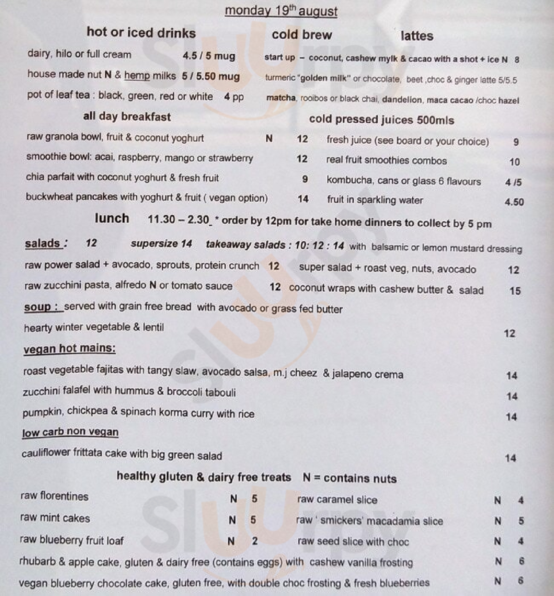 Raw + More Cafe Perth Menu - 1