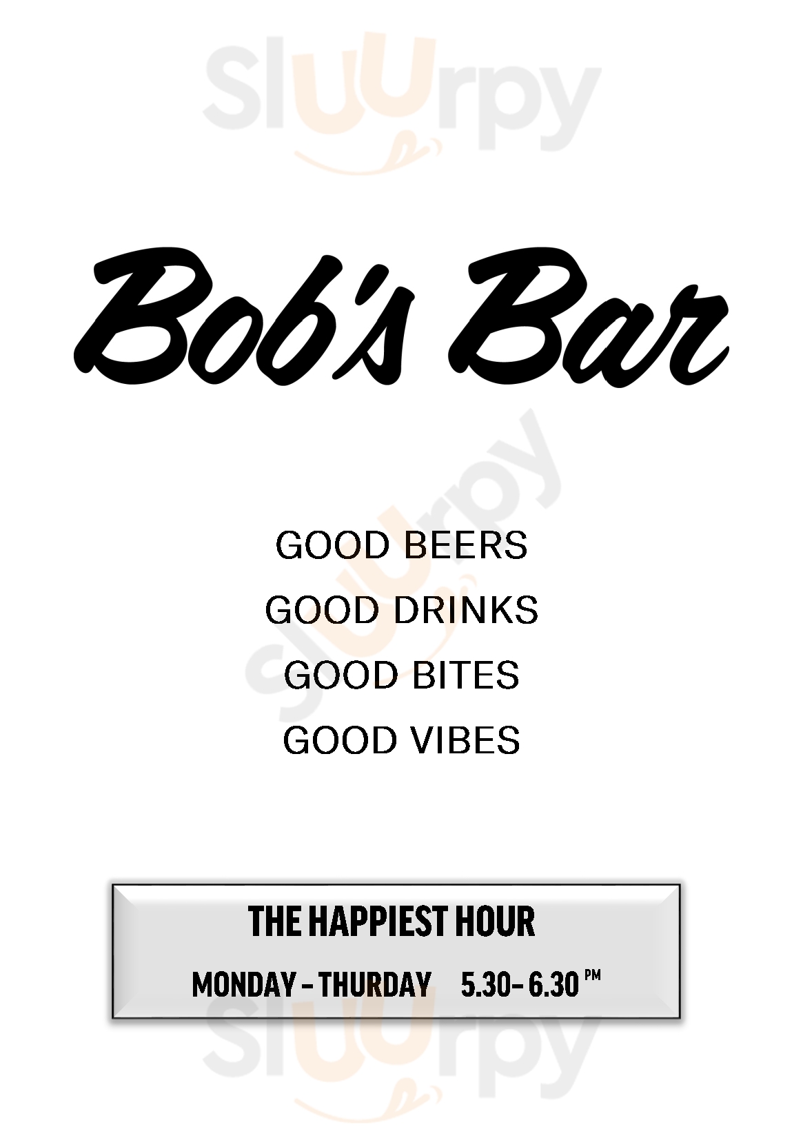 Bob's Bar Perth Menu - 1
