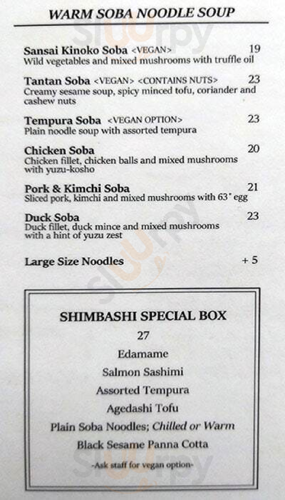 Shimbashi Soba & Sake Bar Fitzroy Menu - 1