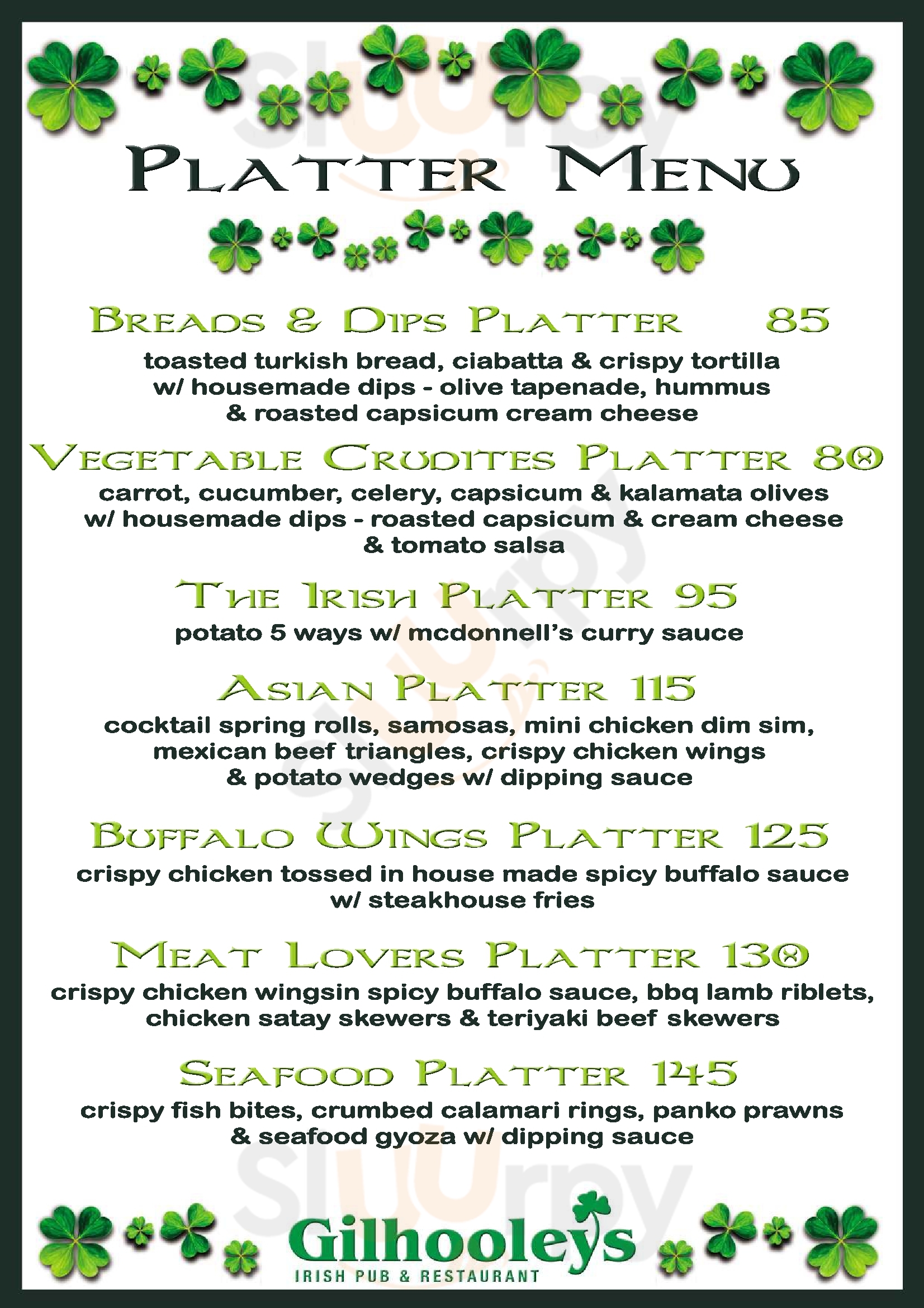 Main Menu - Gilhooley's Irish Bar And Restaurant