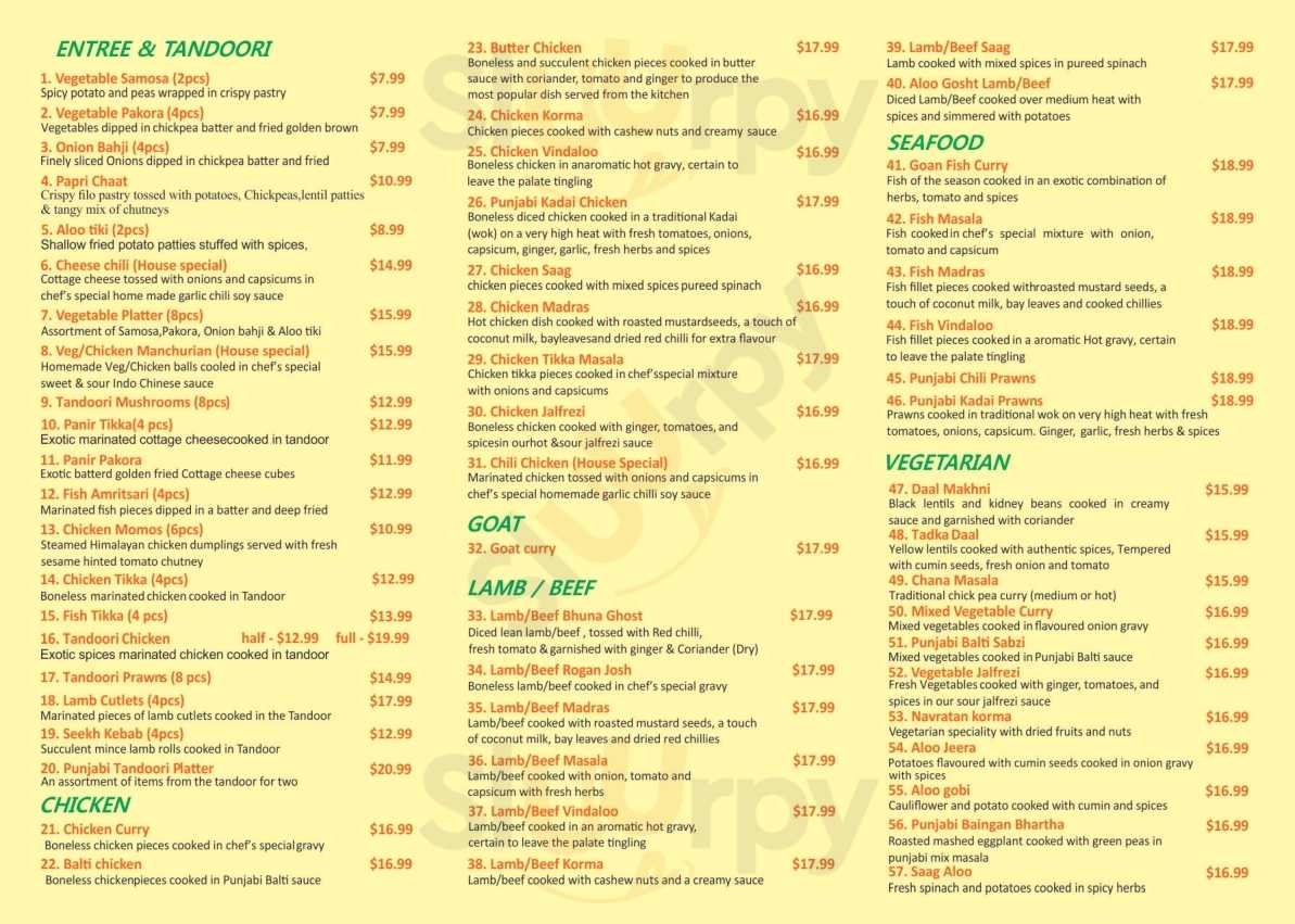 Punjabi Curry Cafe Collingwood Menu - 1
