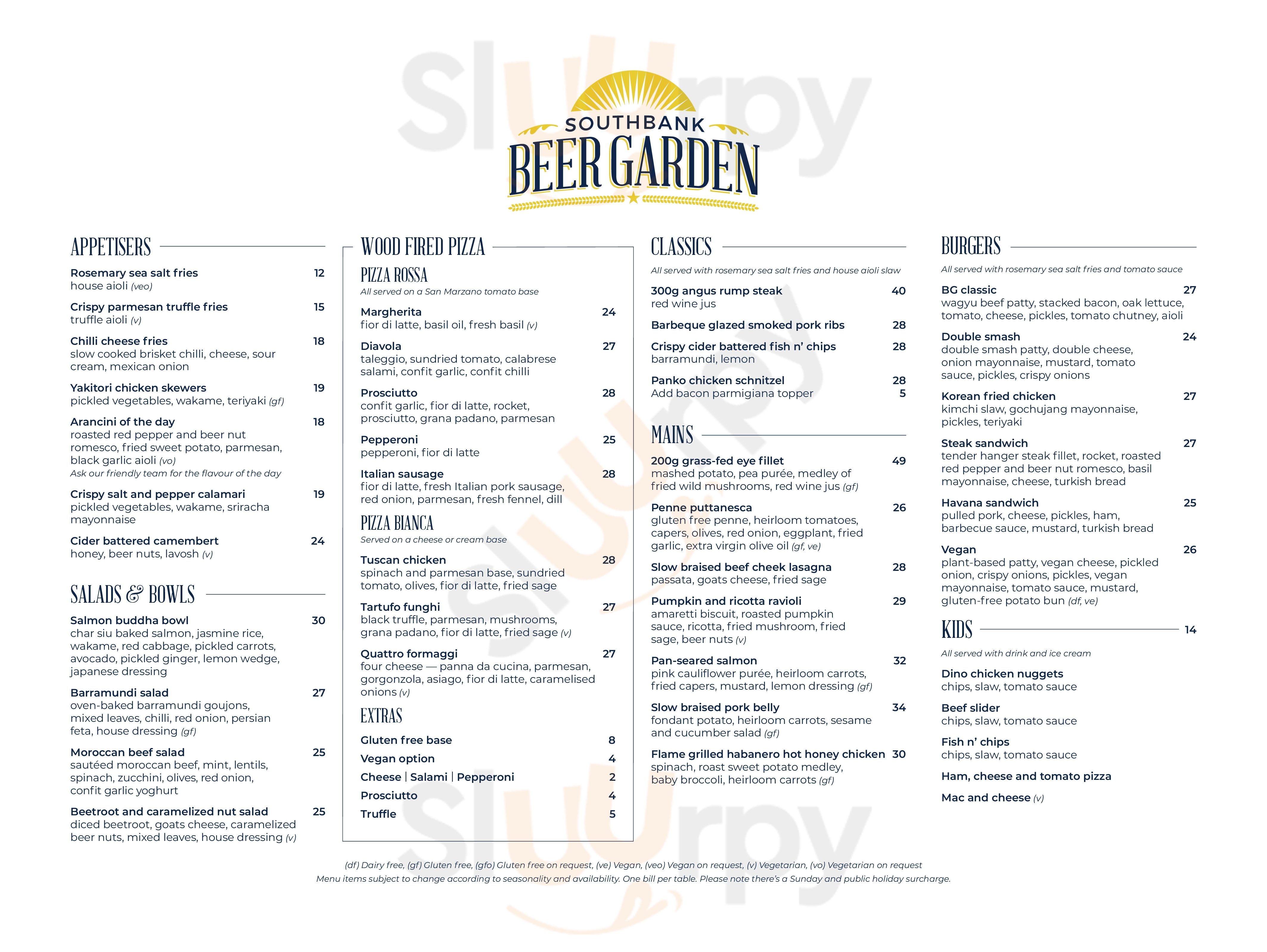 Southbank Beer Garden Brisbane Menu - 1