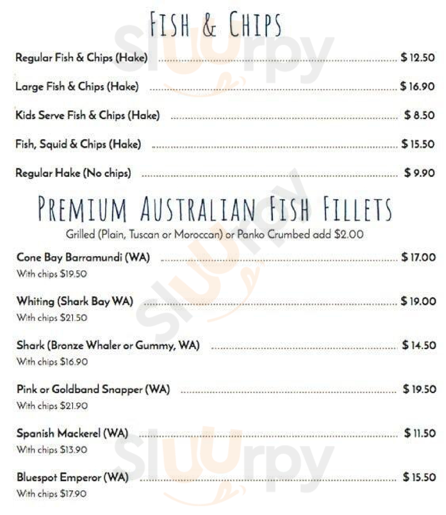 Sweetlips Fish And Chips Leederville Store Perth Menu - 1