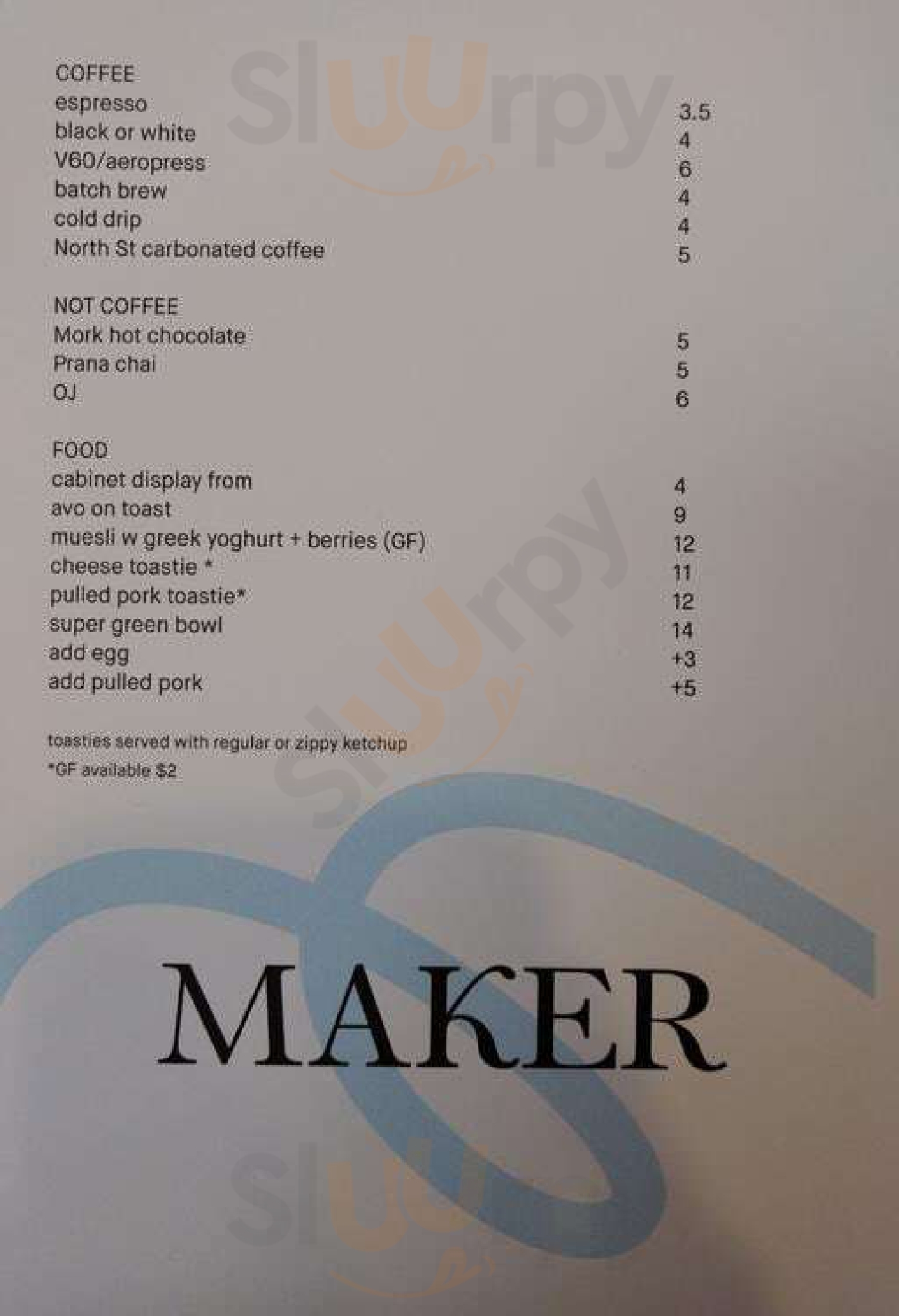 Maker Coffee Richmond Menu - 1