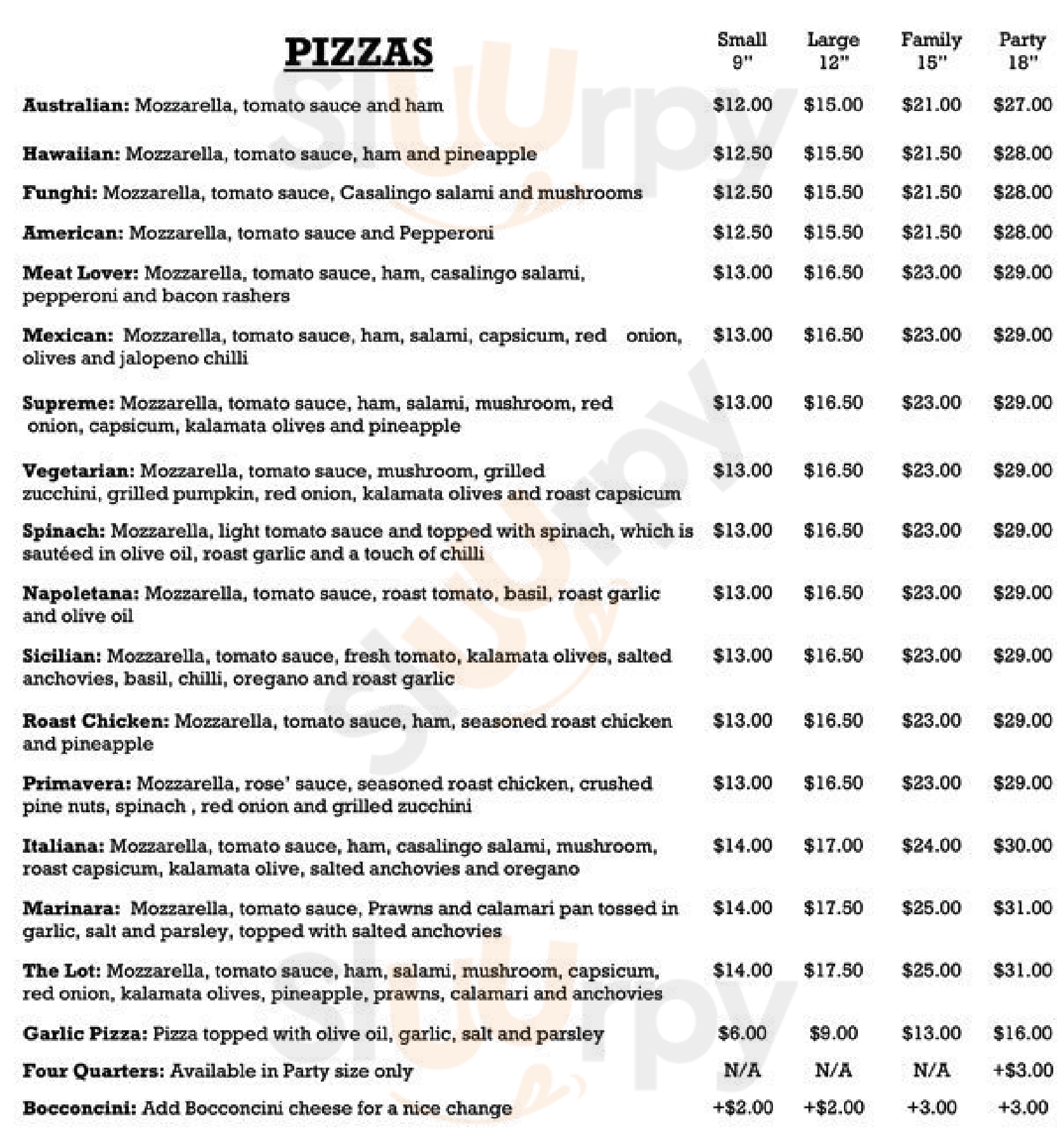 Pizza All Italiana Adelaide Menu - 1