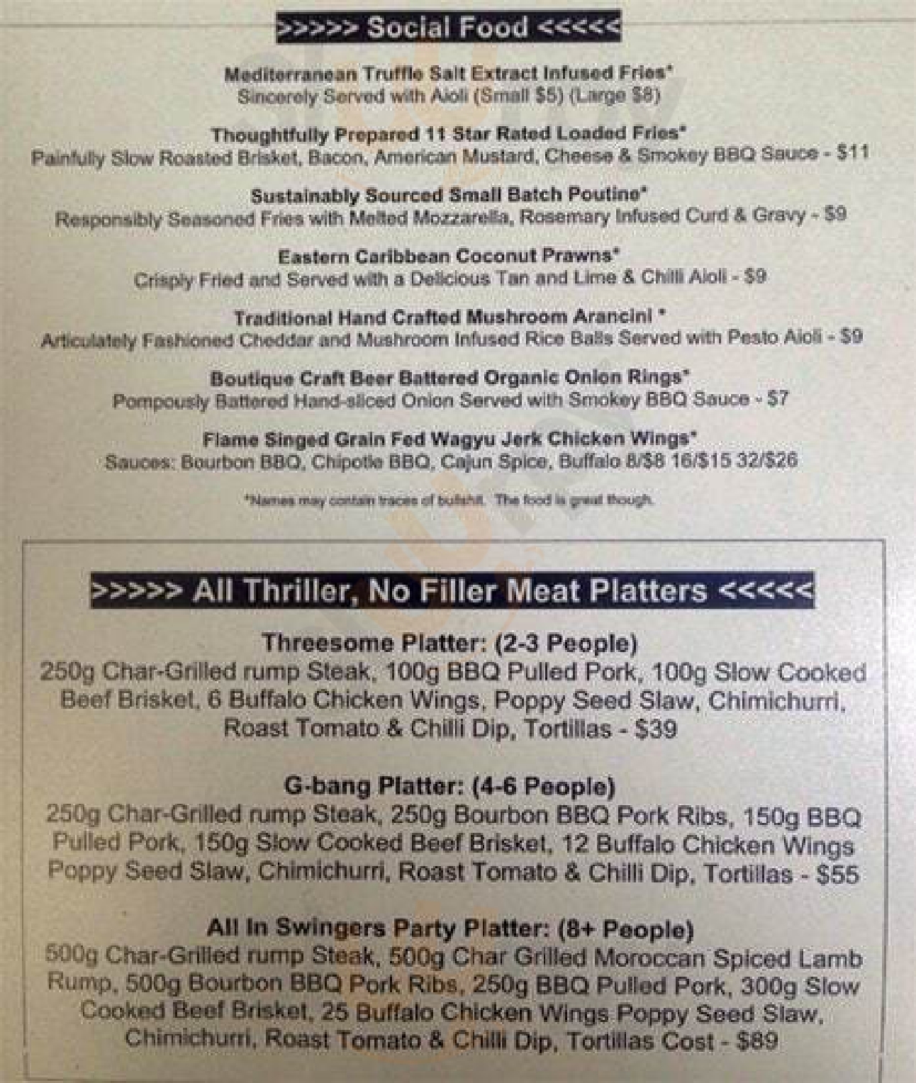 Down Under Bar & Grill Brisbane Menu - 1