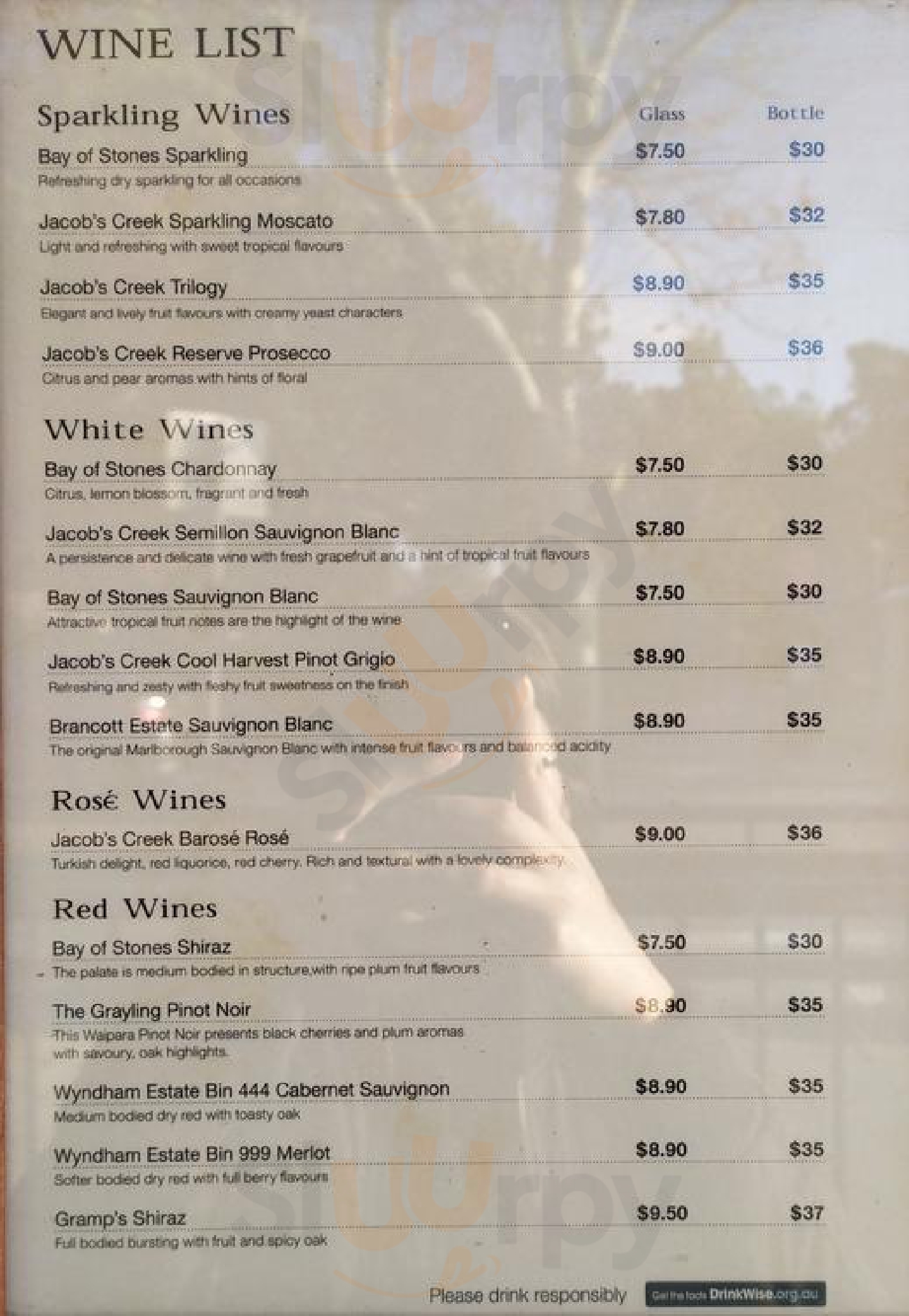 Main Menu - Rosie O'gradys, Northbridge