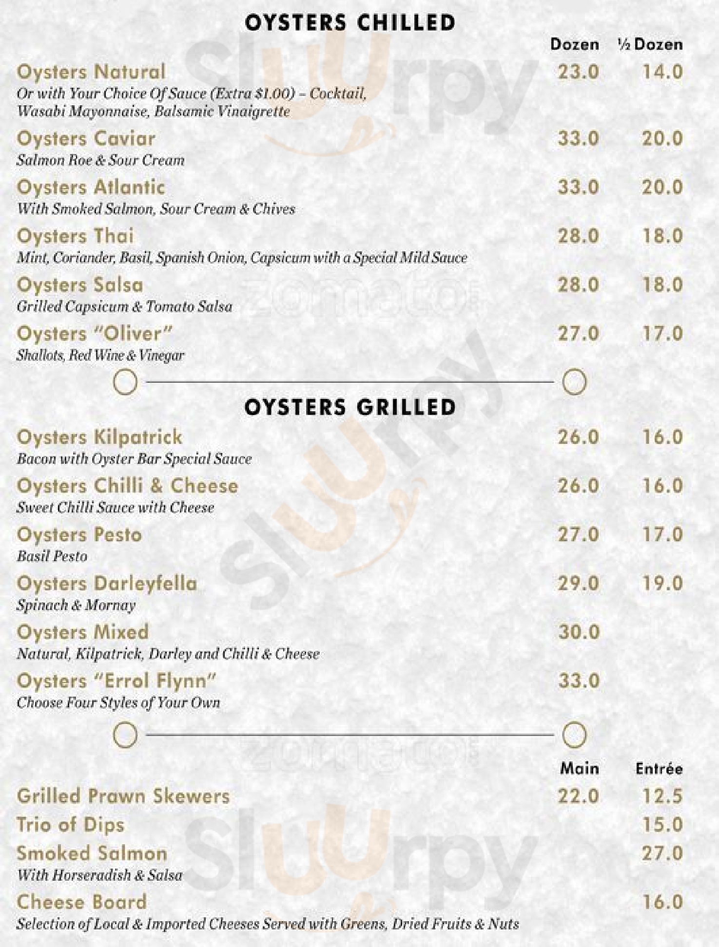 The Oyster Bar Adelaide Menu - 1