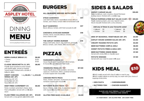 Aspley Hotel, Brisbane - 1247 Gympie Rd - Menu and Prices